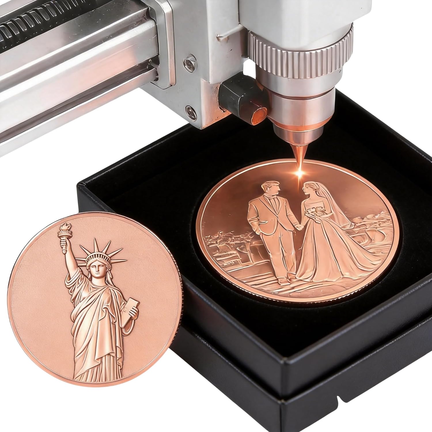 Hgnova 12 Pieces Red Copper Blank Challenge Coins Laser Engraving Custom Coins 40 mm, 3mm Thickness Blank Coin with Acrylic Protection Box for DIY Crafts Birthday Travel Commemorative Collection