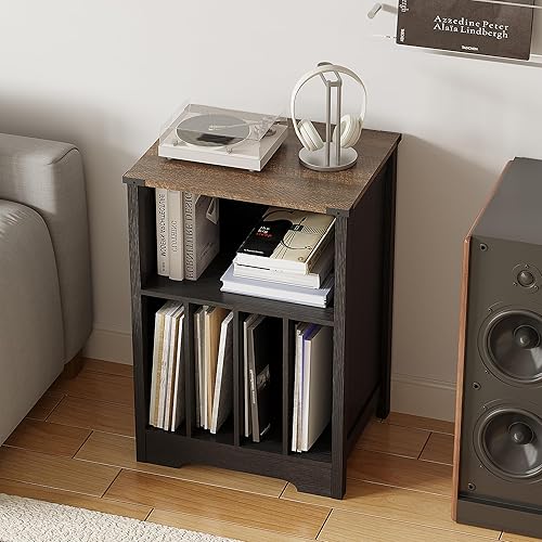 Miniatura 6 de ChooChoo Soporte para tocadiscos, armario de almacenamiento de discos de vinilo, soporte para tocadiscos con capacidad para hasta 160 álbumes,