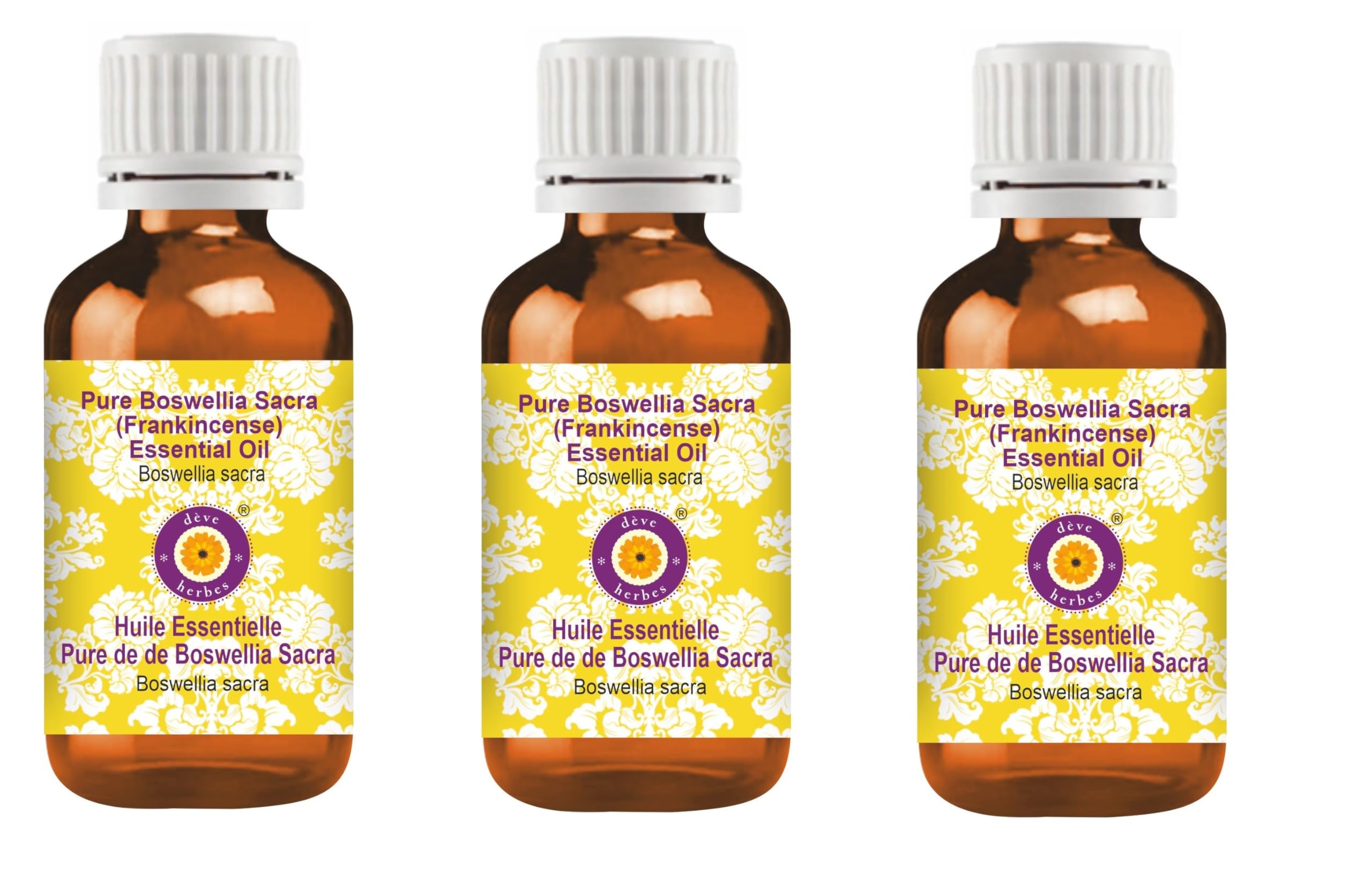 Deve Herbes Pure Boswellia Sacra (Frankincense) Essential Oil (Boswellia Sacra) Steam Distilled 100ml X 3 (10 oz)