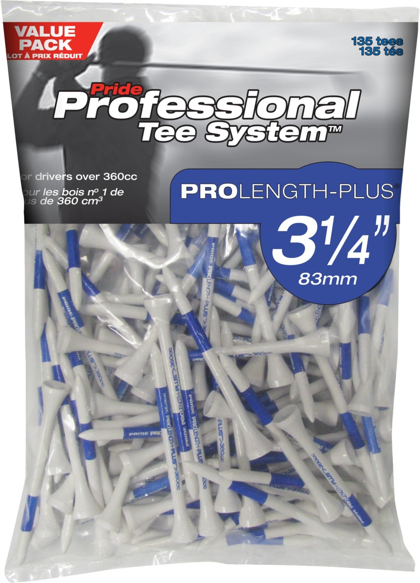 Pride Golf Tee Co. Prolength Plus 3 1/4" Golf Tees (135 Count)