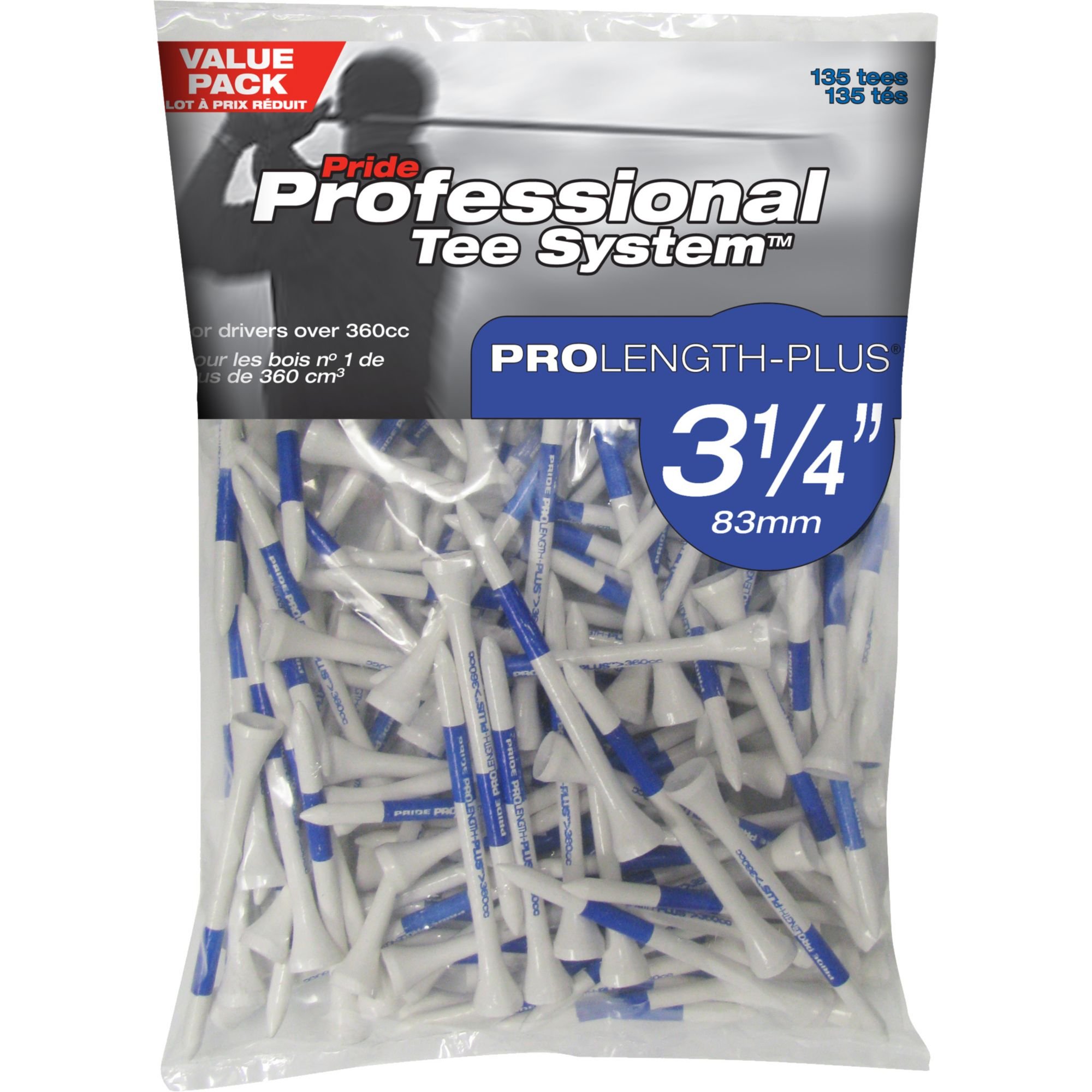 Pride Golf Tee Co. Prolength Plus 3 1/4" Golf Tees (135 Count)