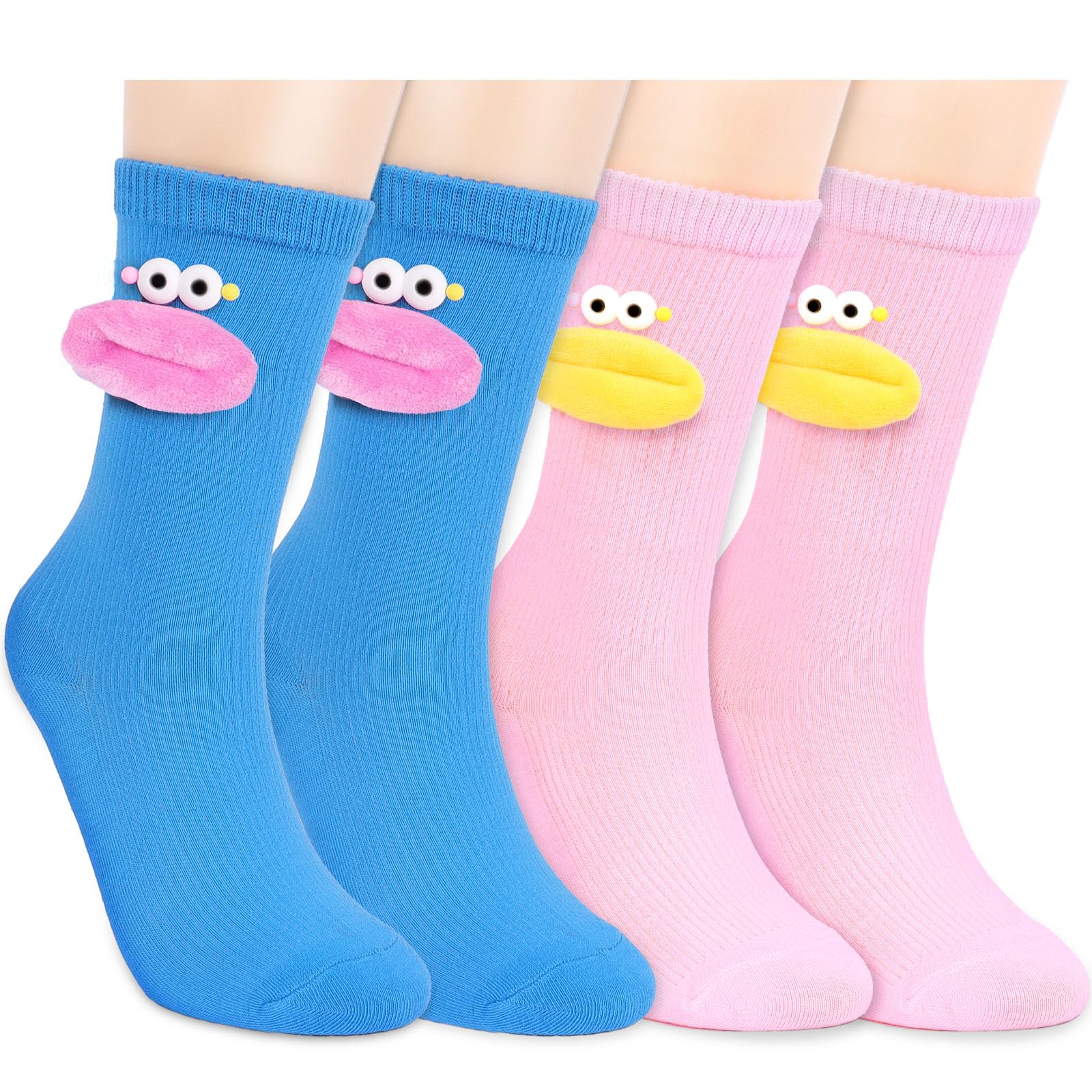 Divertidos calcetines locos, 2 pares de calcetines novedosos para niños y niñas, bonitos calcetines de dibujos animados para Navidad, regalos de broma