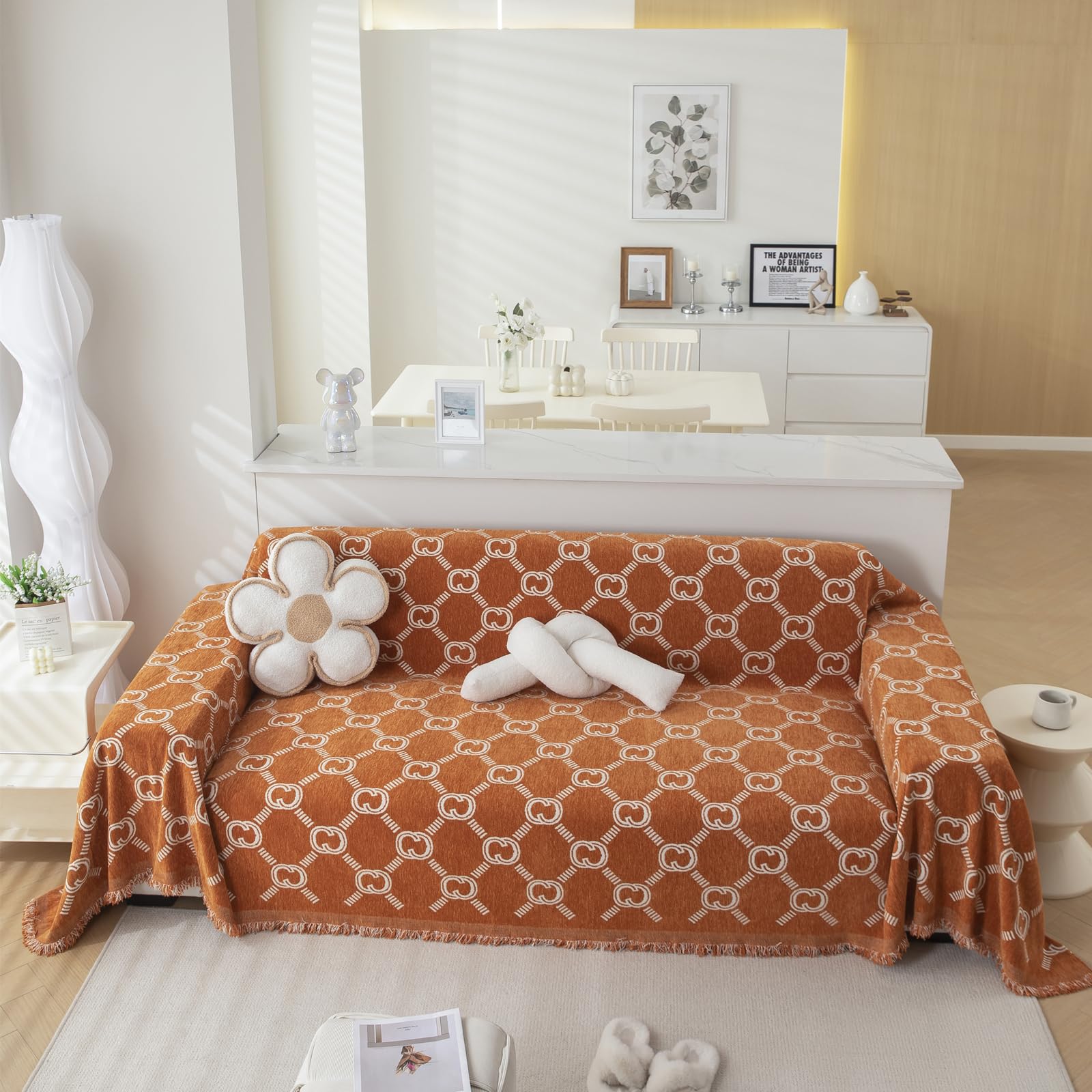 Housse de canapé grande taille multifonction 180x300cm orange