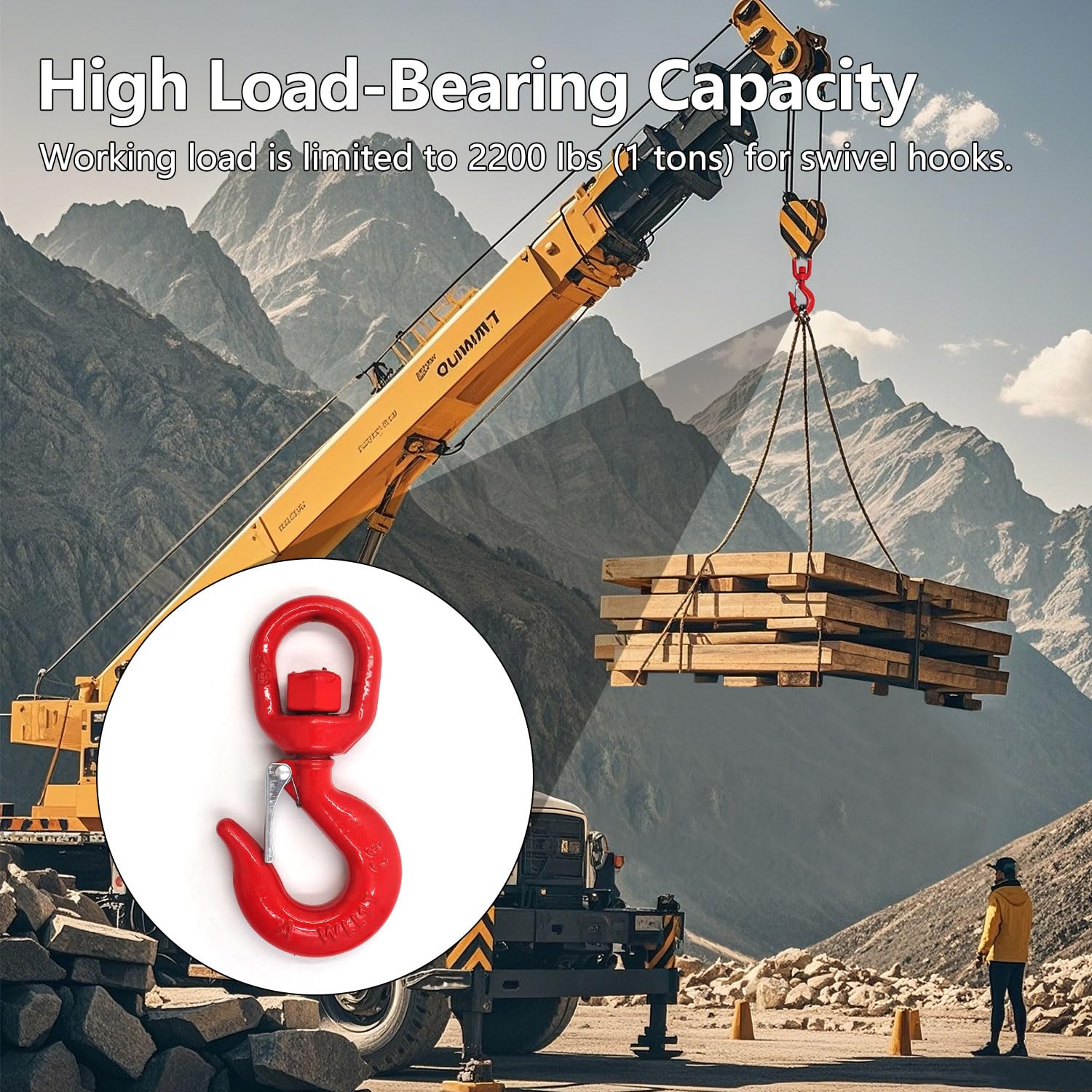 5-Ton Alloy Steel Swivel Hook With Safety Latch – 360° Rotating Self-Locking Grab Hook For Heavy Lifting