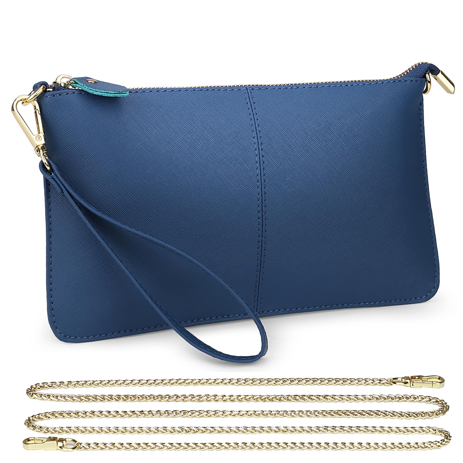 Uromee Genuine Leather Wristlet Wallet Clutch Purses with Detachable Chain