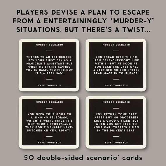 Brass Monkey How To Get Away From Murder - Social Party Game With 300+ Game Card Prompts For Escaping Murder Scenarios