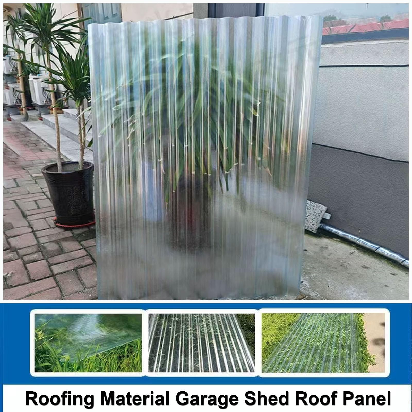 2mm Panel Para Tejado Transparente,Placa De Iluminación Natural FRP De Protección UV,Paneles Para Tejado Resistentes Al Impacto,Hojas De Techo Corrugado,Garaje Corrugado (0.9×1.4m,1pcs)