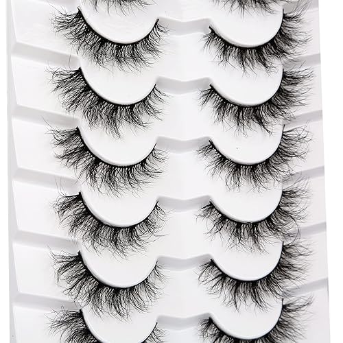 Miniatura 12 de Pooplunch Pestañas postizas de pelo de visón sintético, estilo de ojo de gato, paquete de pestañas postizas naturales esponjosas, paquete múltiple