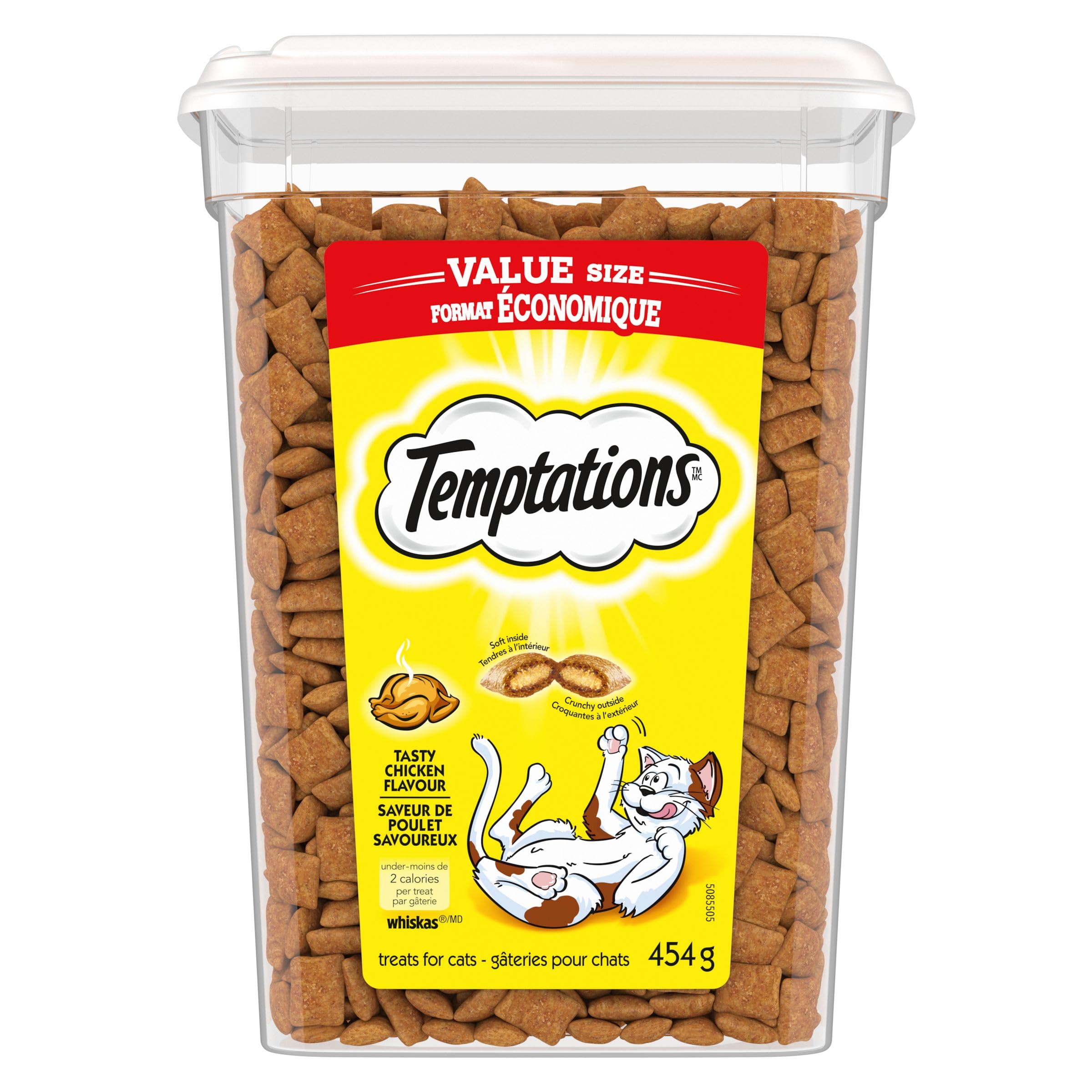 TEMPTATIONS Cat Treats, Tasty Chicken Flavour, 454g Tub