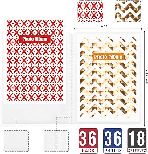 Miniatura 2 de Sinmoe Paquete de 36 mini álbumes de fotos de 4 x 6 pulgadas, 36 álbumes de fotos con insertos decorativos extraíbles, cubierta transparente