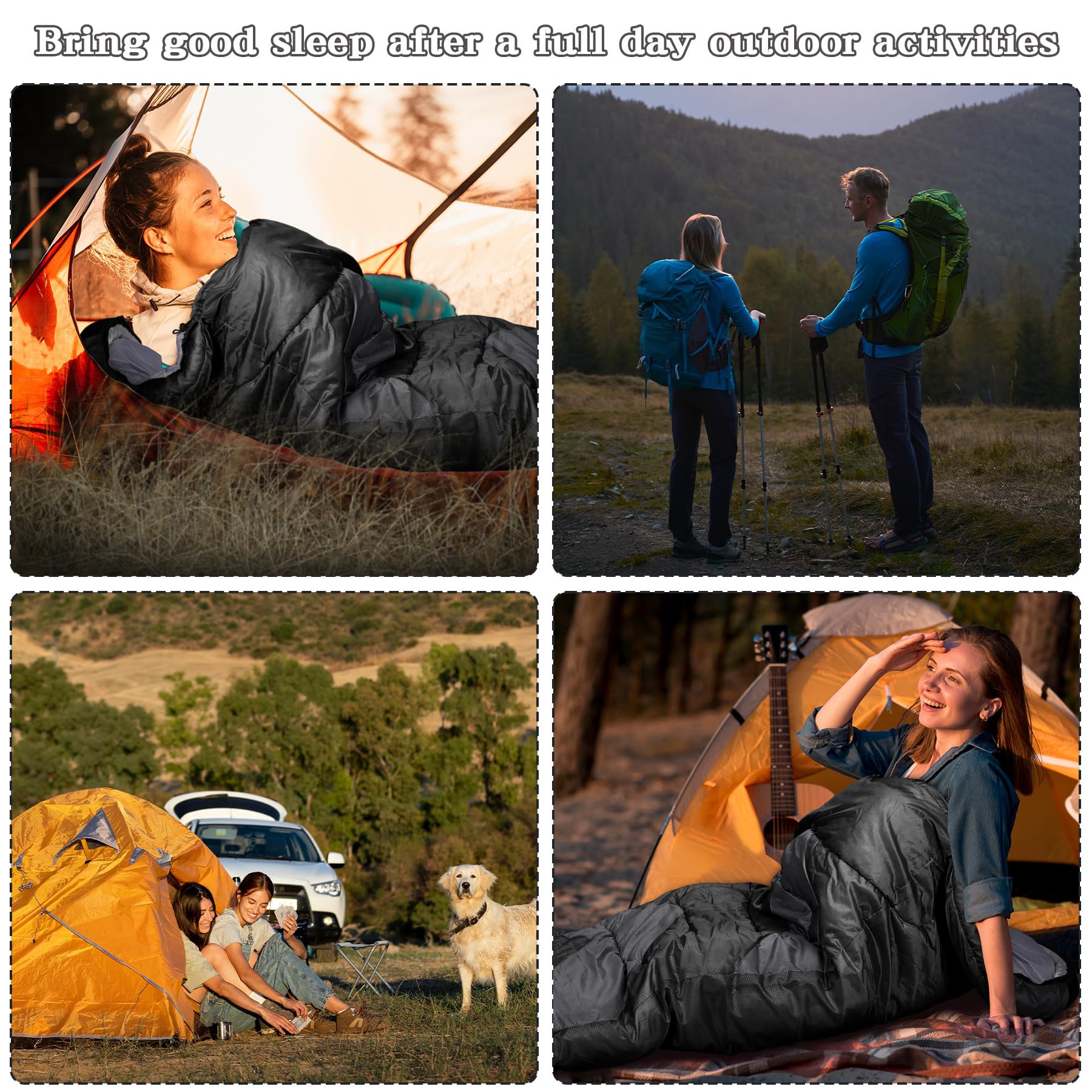 Sacs de Couchage pour Adultes Enfant 3-4 Saisons, Imperméable Enveloppants Sacs de Couchage de Damping pour Camping Léger, Randonnée, Compact Sleeping Bag,Orange