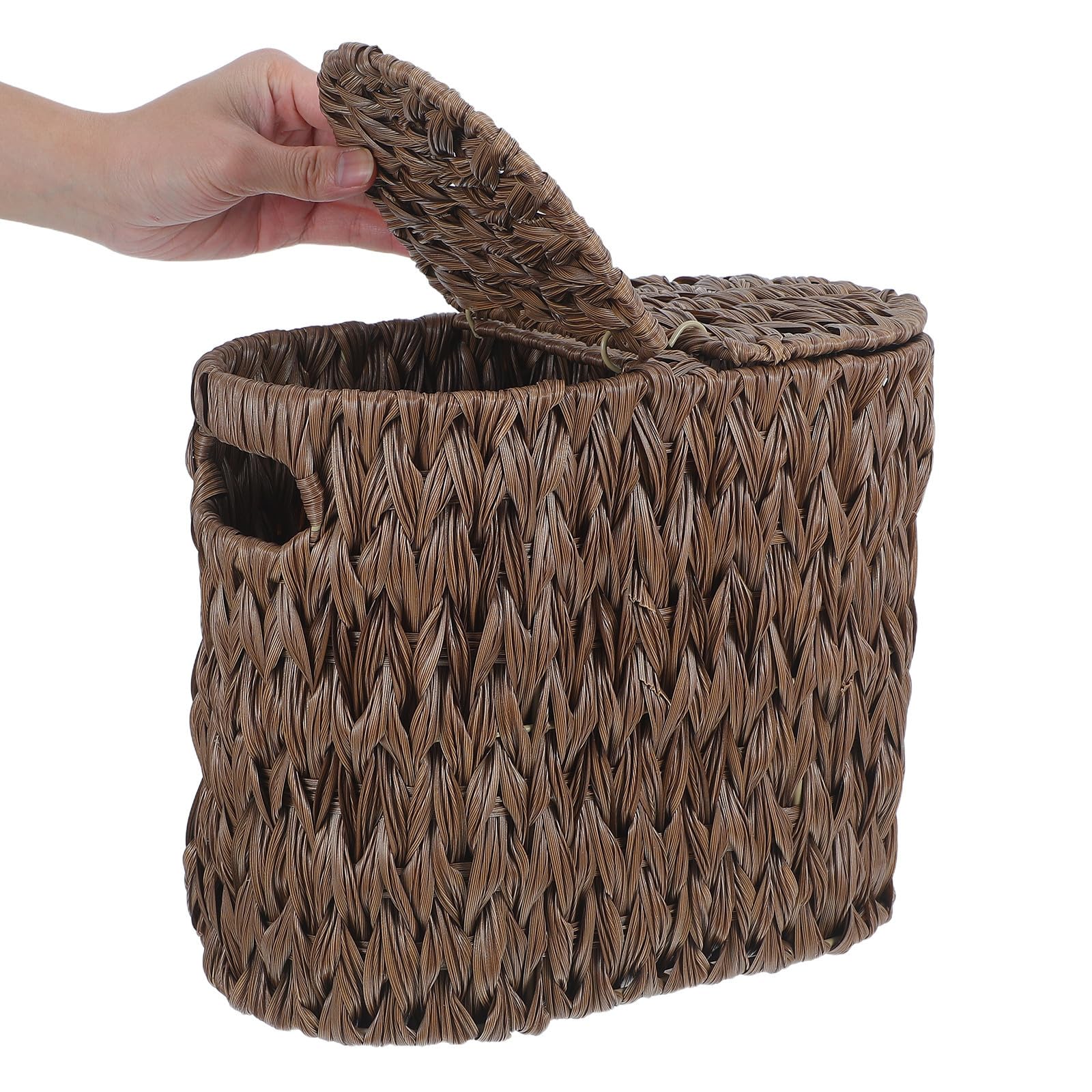 Cesta para Guardar Papel Higiénico con Tapa de Plástico, Organizador Ligero para Baño, Almacenamiento de Rollos y Artículos Pequeños en Espacios Compactos