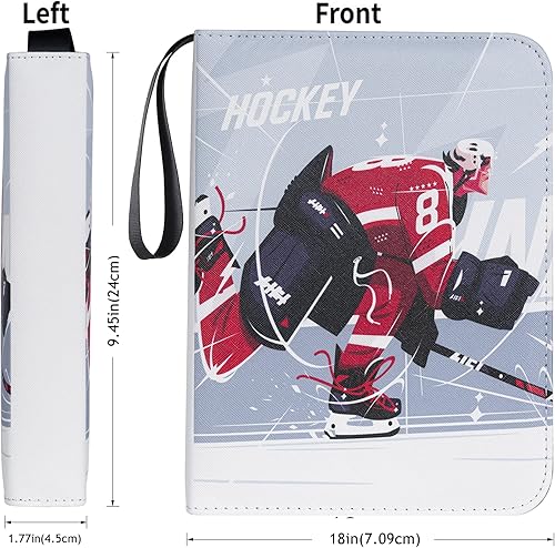 Miniatura 2 de D DACCKIT Hockey Card Binder - Holds 440 Hockey Cards, 4 Pocket Card Holder Book for Hockey Trading Cards, Card Collector Album with Zipper Storage