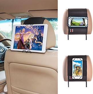 TFY Universal Smartphone & Tablet Car Headrest Mount Holder Compatible with iPhone 14 Pro Max / 14 Plus / 13 12 Pro / 11 / XS Max / 8 Plus / 7 & iPad mini 6 - S22 / S21 - Huawei Mate 50 Pro and More