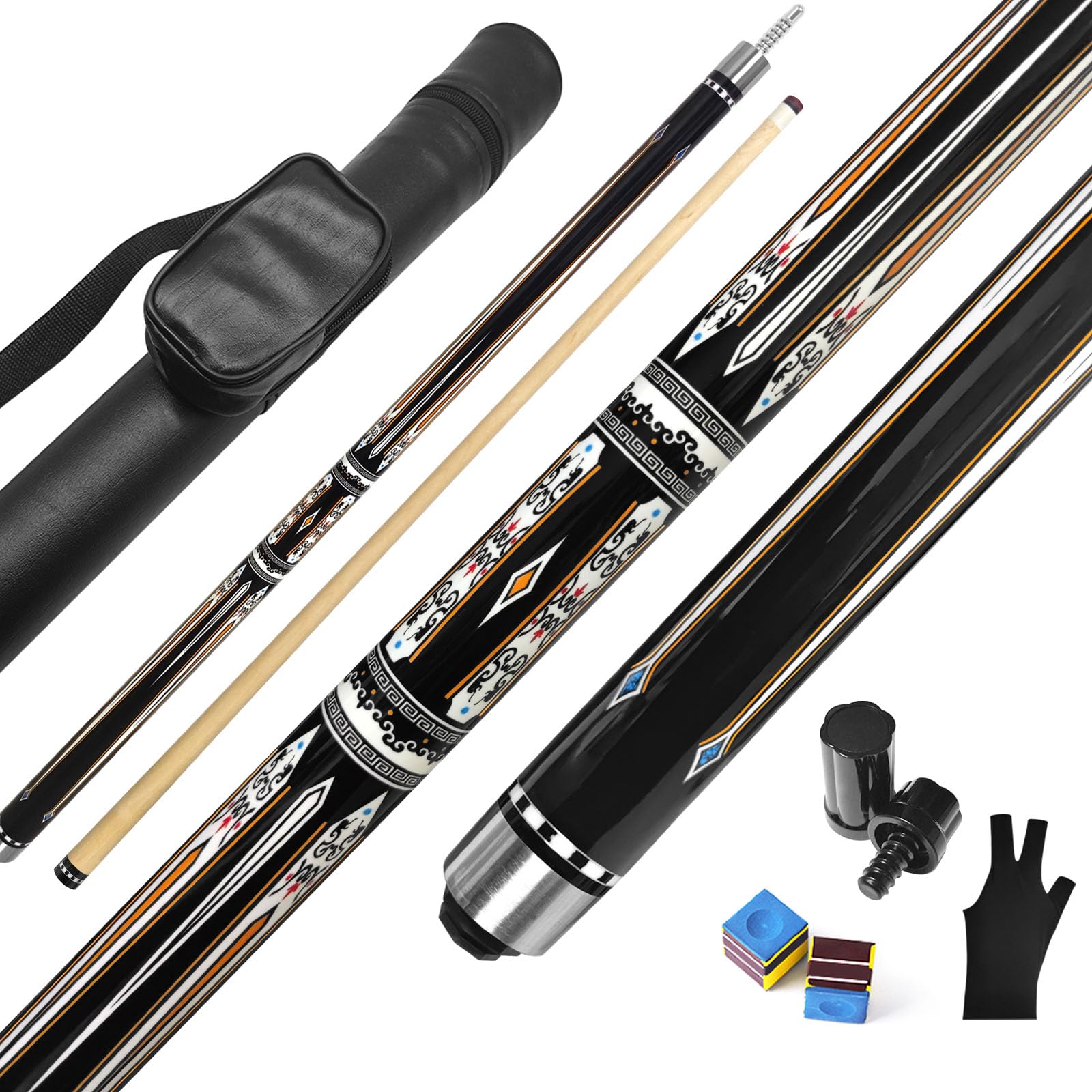 MoyanSuper2-Piece Canadian Maple Pool Cue Stick with Portable Hard Case -12.5mm Leather Tip, 58" Billiard Sticks 19 oz/ 20 oz - Precision Crafted for Straight Shots and Balanced Performance