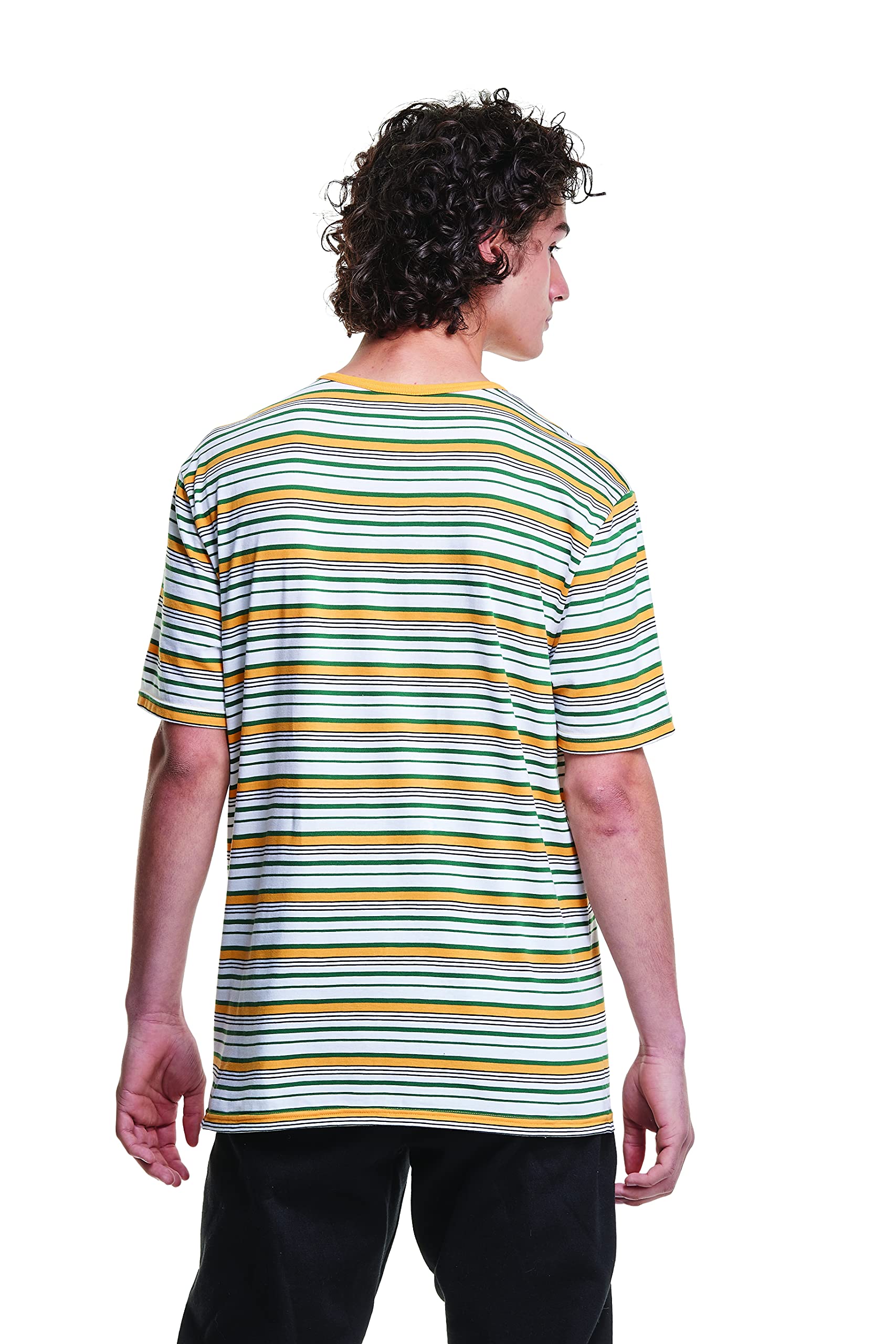 Champion Raglan Crewneck Breathable Sports, Best Moisture-Wicking Tee Shirt for Men, Tailored Stripe Yellow Mustard/Athletic/White-549967, X-Large