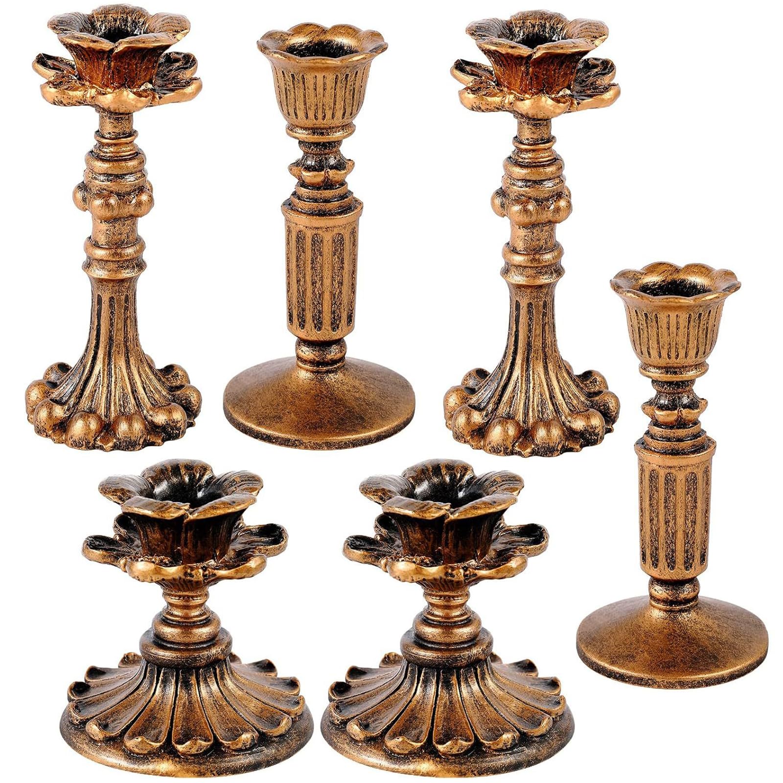 Elnwnnkc Copper Taper Candlestick Holders Retro Stands for Wedding, Christmas Dining Table Centerpiece Decorations Candlestick Holders