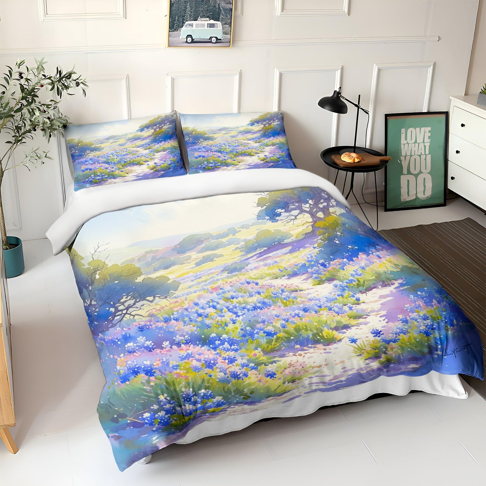 CozyRest Pościel 200 x 220 cm, miękka pościel 3-częściowy komplet pościeli, poszewka na poduszkę, motyw z kreskówek, motyw dzikich kwiatów, zestaw pościeli z mikrofibry z poszewką na poduszkę z