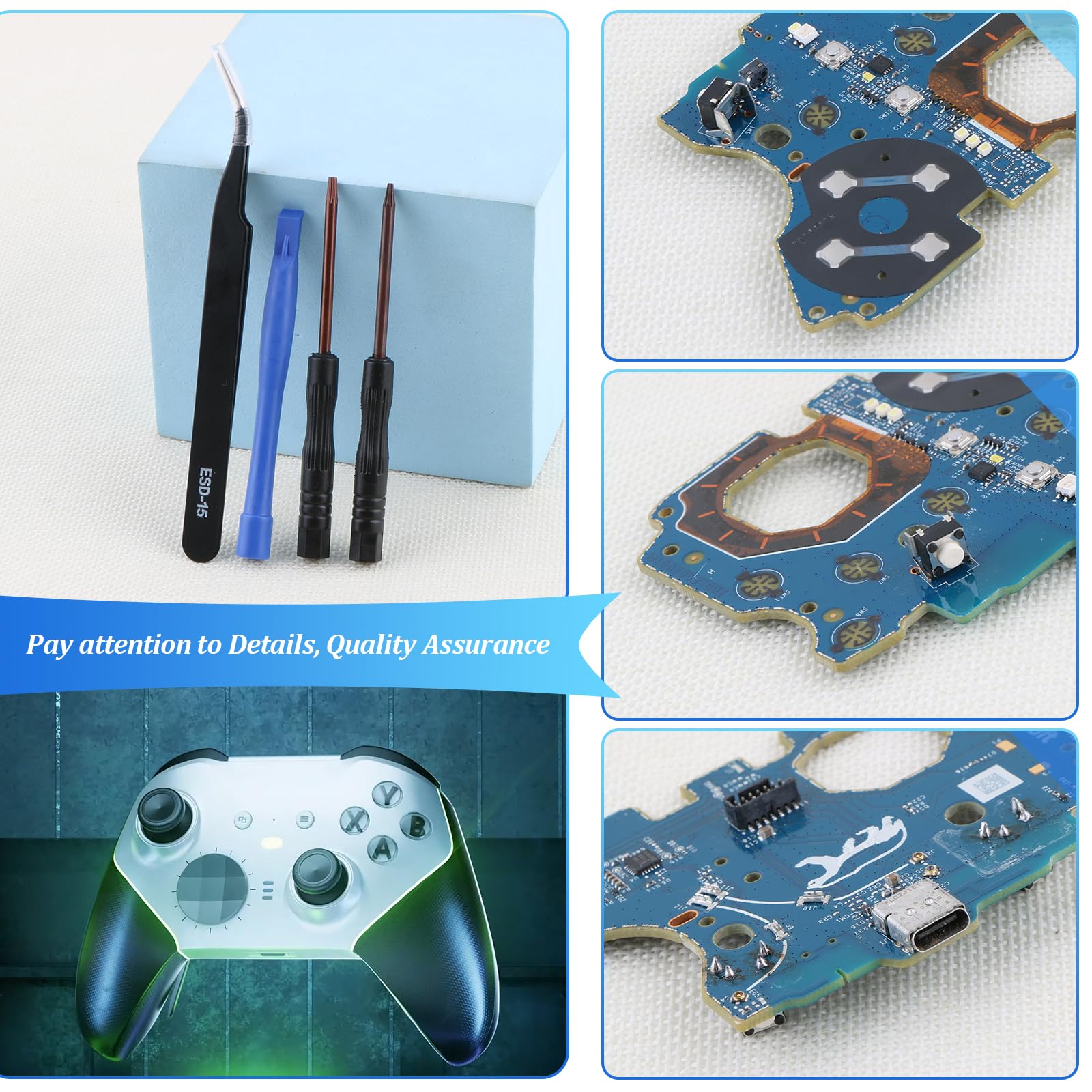 Porta di alimentazione USB-C per Xbox Elite Series 2 Controller di ricambio per controller Xbox Elite Series 2 Controller USB-C Power & Button Port Circuit Daughter TOP Board con strumenti di