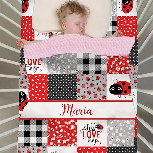 Miniatura 3 de Lady Bug - Juego de ropa de cama para cuna, 2 piezas, juego de ropa de cama personalizable para niñas con nombre, estampado de animales espaciales,