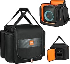 Travel Case Compatible with JBL Partybox Encore Essential, Portable Speaker Bag Suitable for Encore with Shoulder Strap, Extra Pockets for Microphone, Charger, Accessories, Black