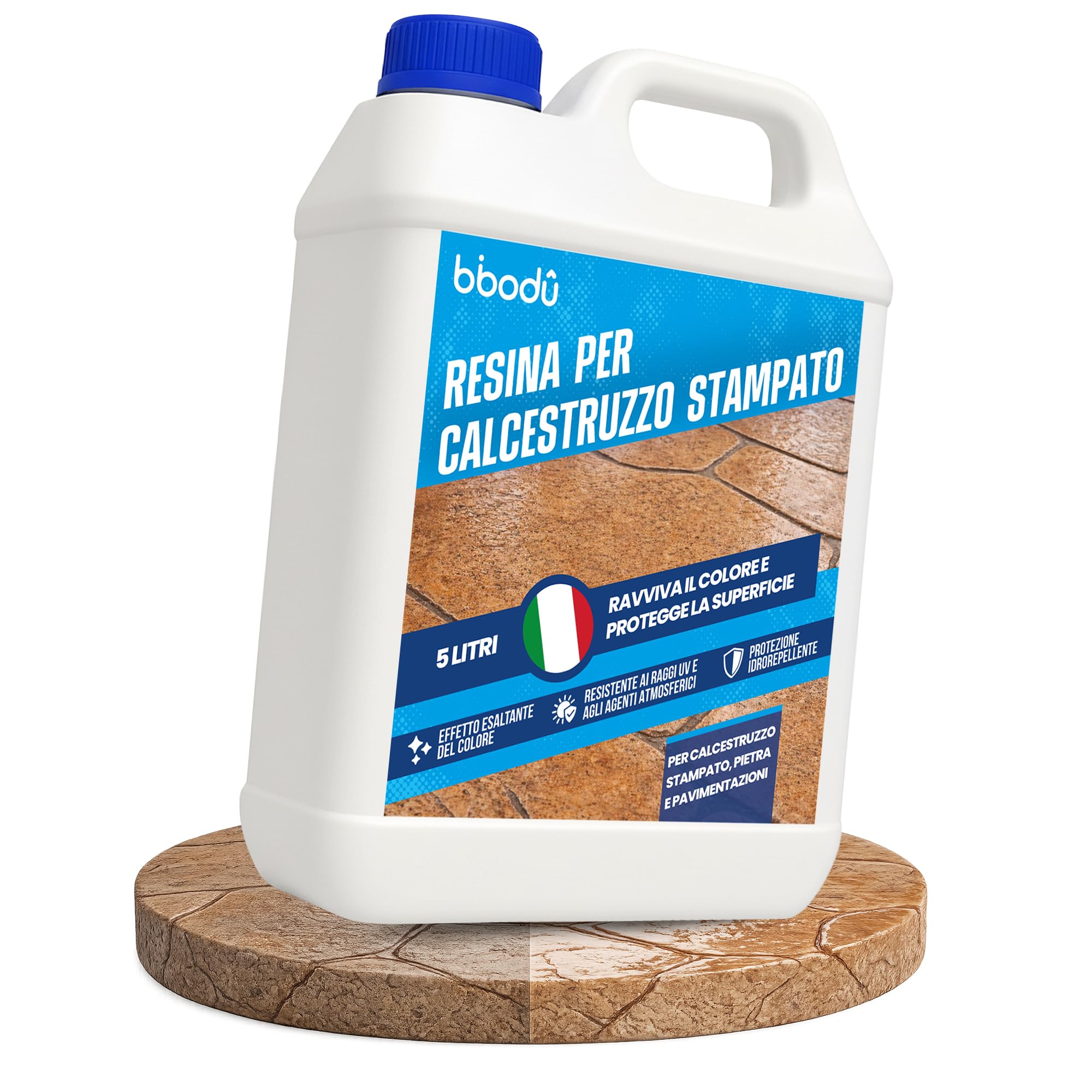 Resina per Cemento Stampato per Esterno Trasparente 5 L | Sigillante Protettivo Ravviva Colore | Per Cemento, Pietra e Superfici Minerali | Interno & Esterno – Base Acqua