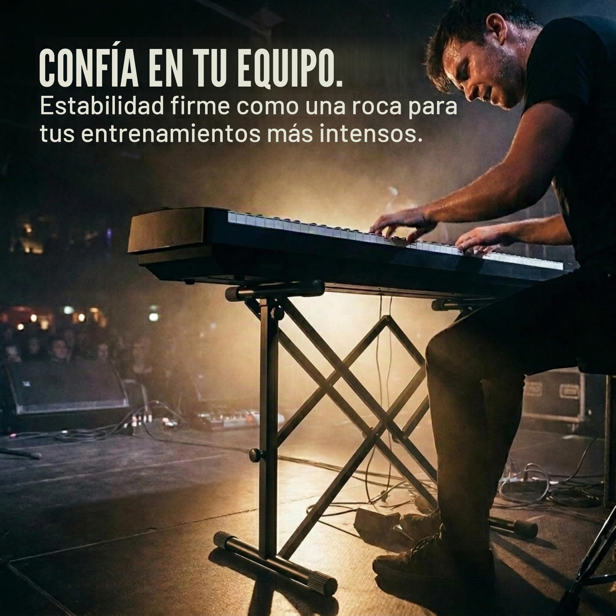 Classic Cantabile KBA-880BK Soporte para Teclado y Mesa de Mezclas Negro | Mesa para teclado con mecanismo de tijera, Adecuado para teclados y stagepianos, Superficie de apoyo profunda: 46 cm, Peso: 4