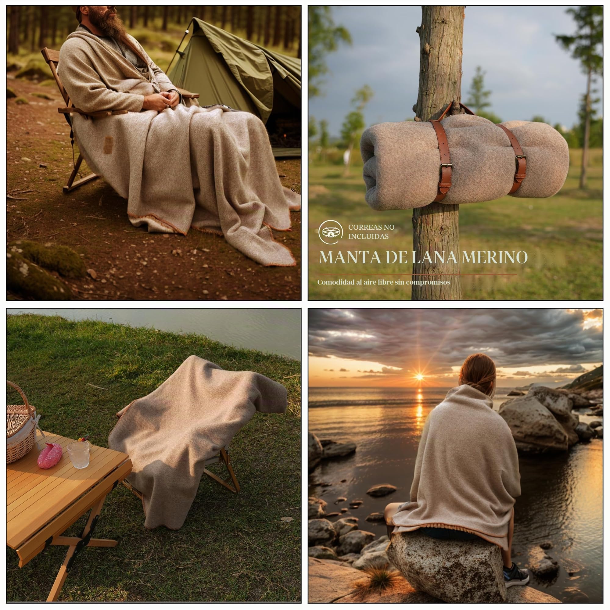ACUSHLA Manta de Lana Merino para Sofá Cama, Colcha Grande Versátil, Clima Frío, Extragrande 160 x 200 cm, Caqui