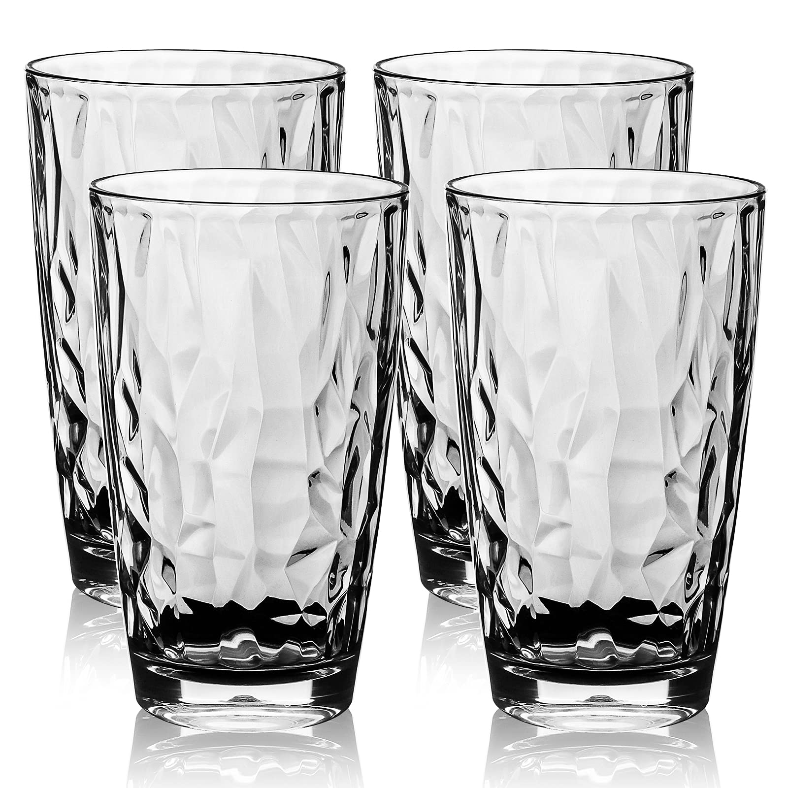 Yiter 4 PCS Plastic Tumblers, Stackable Plastic Glasses for Adults Kids, Unbreakable Glasses Drinking Cups for Juice Sangria