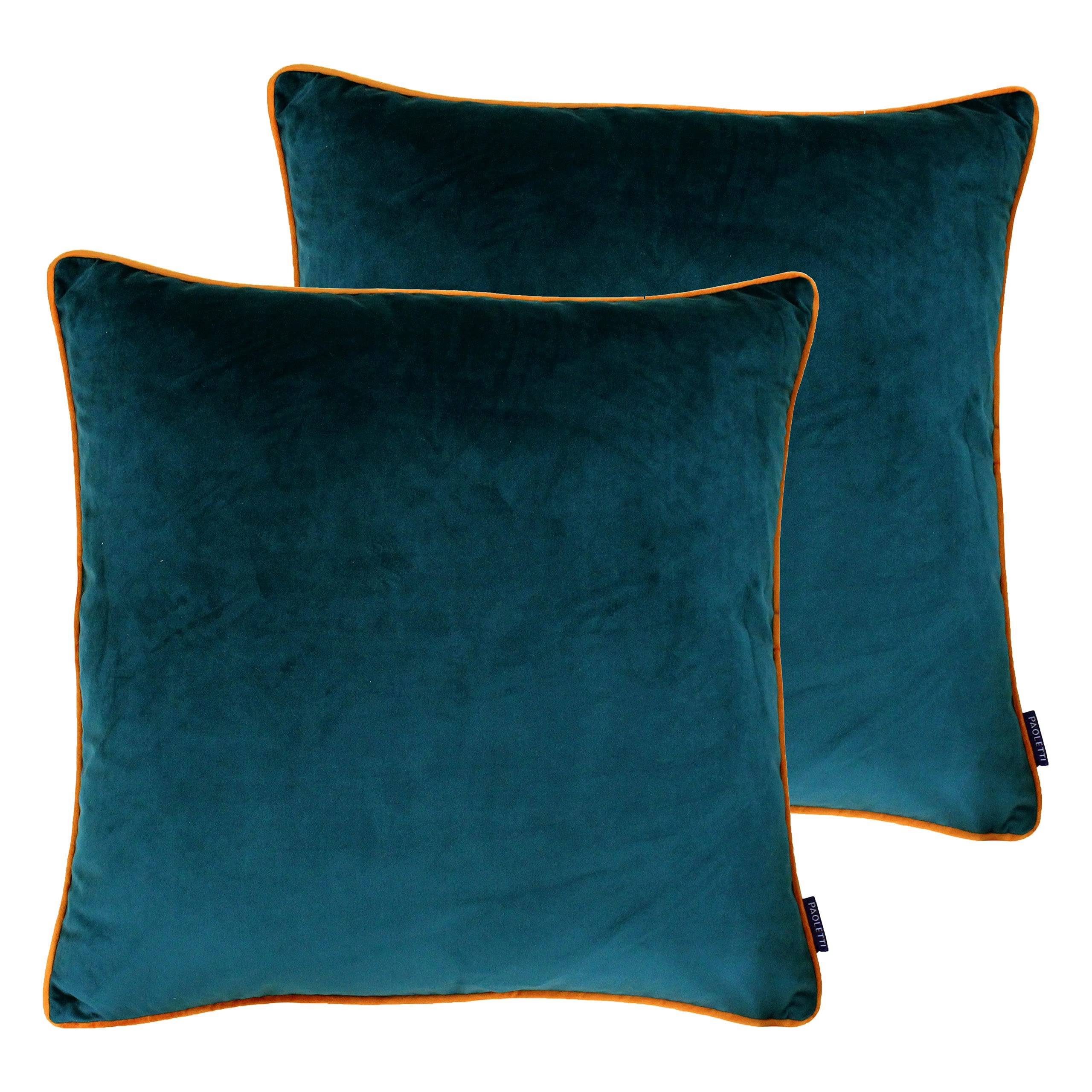 Paoletti Meridian Twin Pack Polyester Filled Cushions, Teal/Tiger, 55 x 55cm