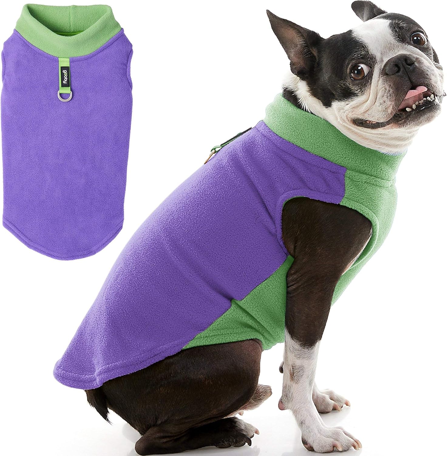 Gooby Half Stretch Fleece Vest Dog Sweater Purple, Large