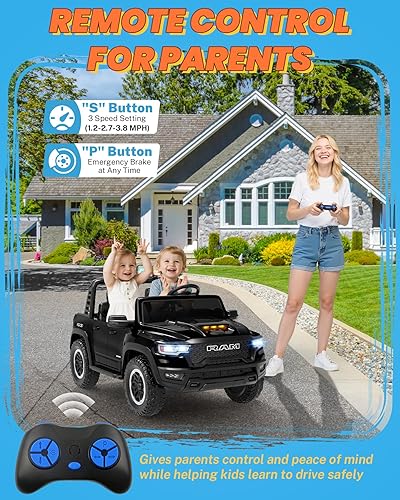 Miniatura 4 de ENYOPRO Carros Montables de 24V para Niños Grandes, RAM 1500 RHO con Licencia de 2 Asientos, Carro Montable para Niños Pequeños con Control Remoto,