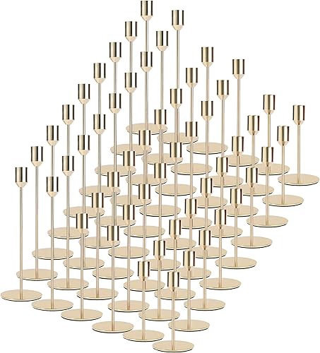 Portavelas dorados a granel, portavelas cónico para candelabros de latón dorado vintage, portavelas decorativos para boda, hogar, fiesta, decoración