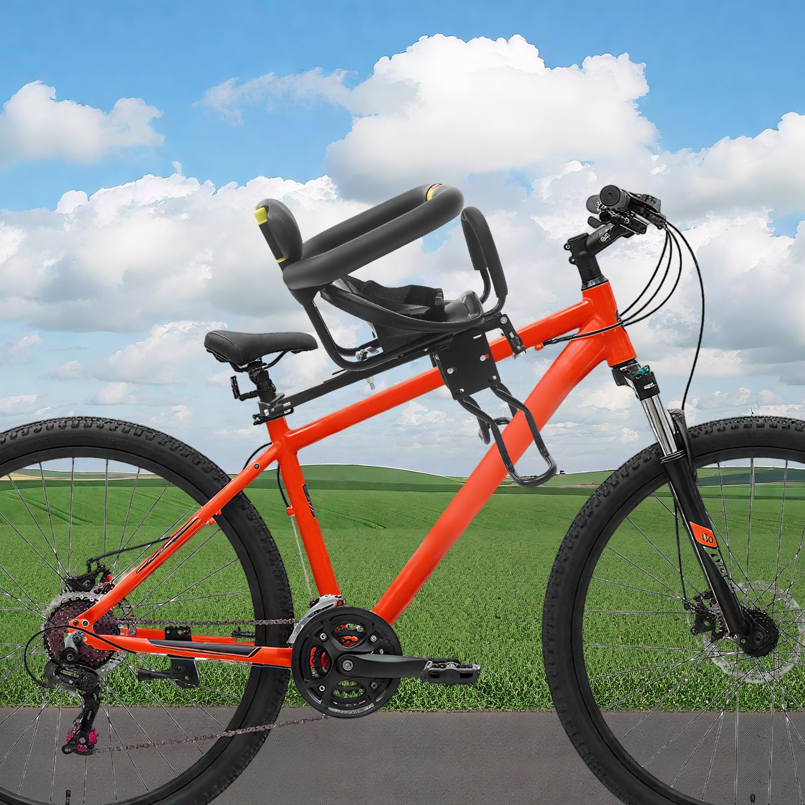Siège de vélo pour enfant avant - Siège enfant arrière jusqu'à 35 kg - Siège de vélo pour enfant de 1 à 5 ans - Avec ceinture de sécurité et arceau pliable - Pour VTT, vélo de ville et vélo pliant