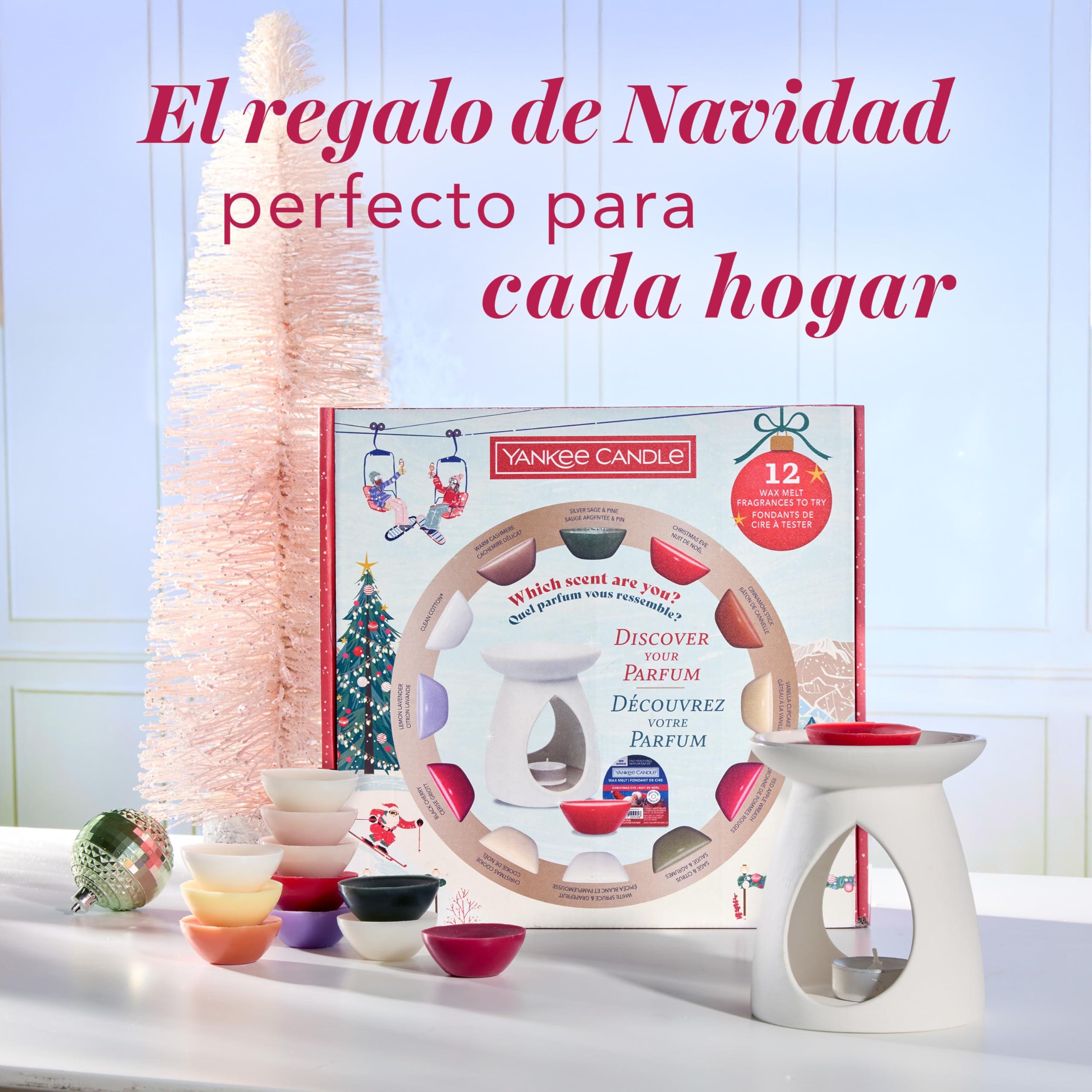 Yankee Candle Set de regalo de ceras fundidas navideñas perfumadas | 12 ceras fundidas perfumadas1 quemador y 1 vela de té sin aroma | Colección Après Ski | Regalos navideños perfectos para mujeres