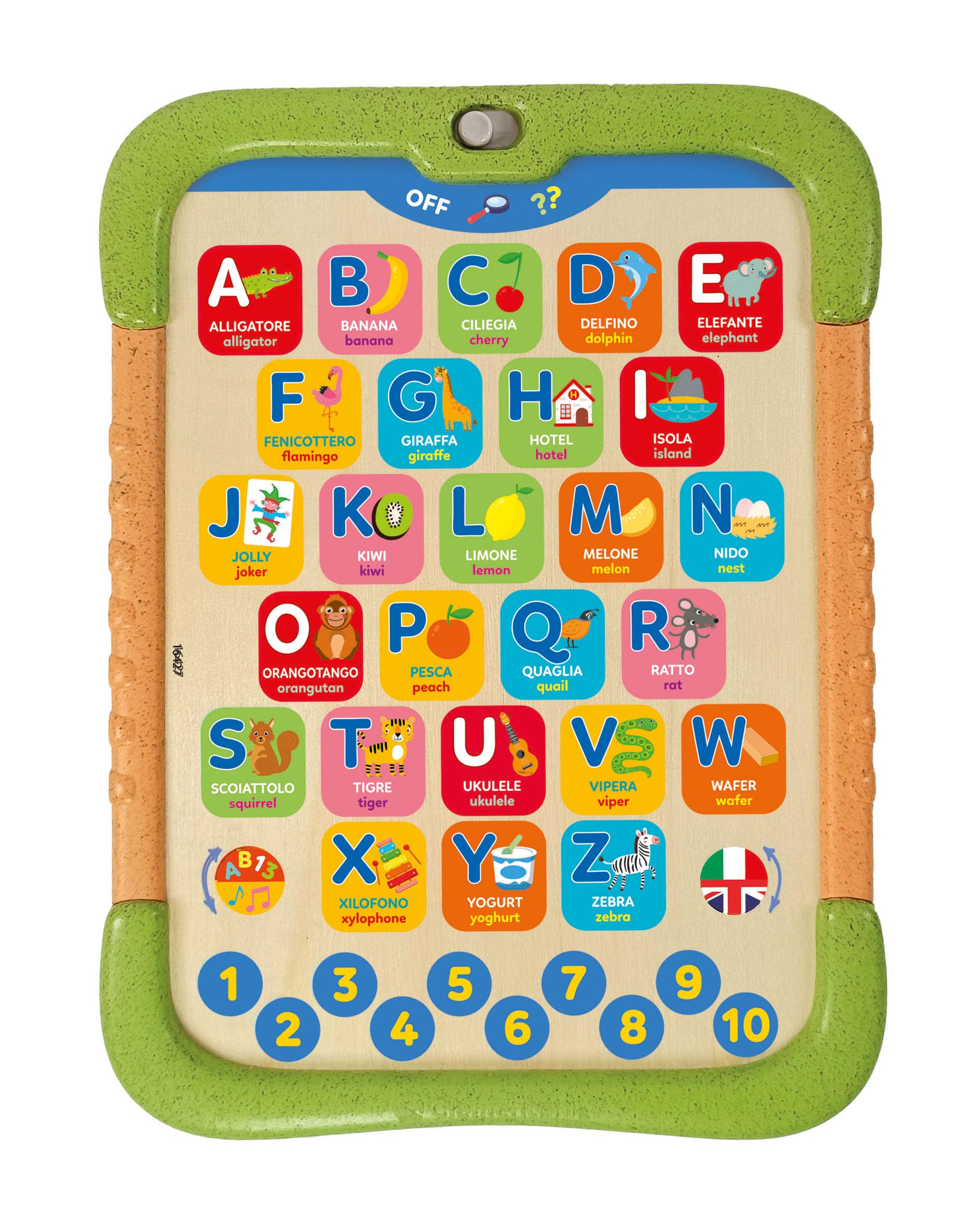 Clementoni Sapientino - Alpha Pad, Alfabetiere Interattivo Bilingue, Gioco Educativo 3+ Anni, con attività Elettroniche per Scoprire Lettere, Parole e Numeri, Lingua Italiana, 16427