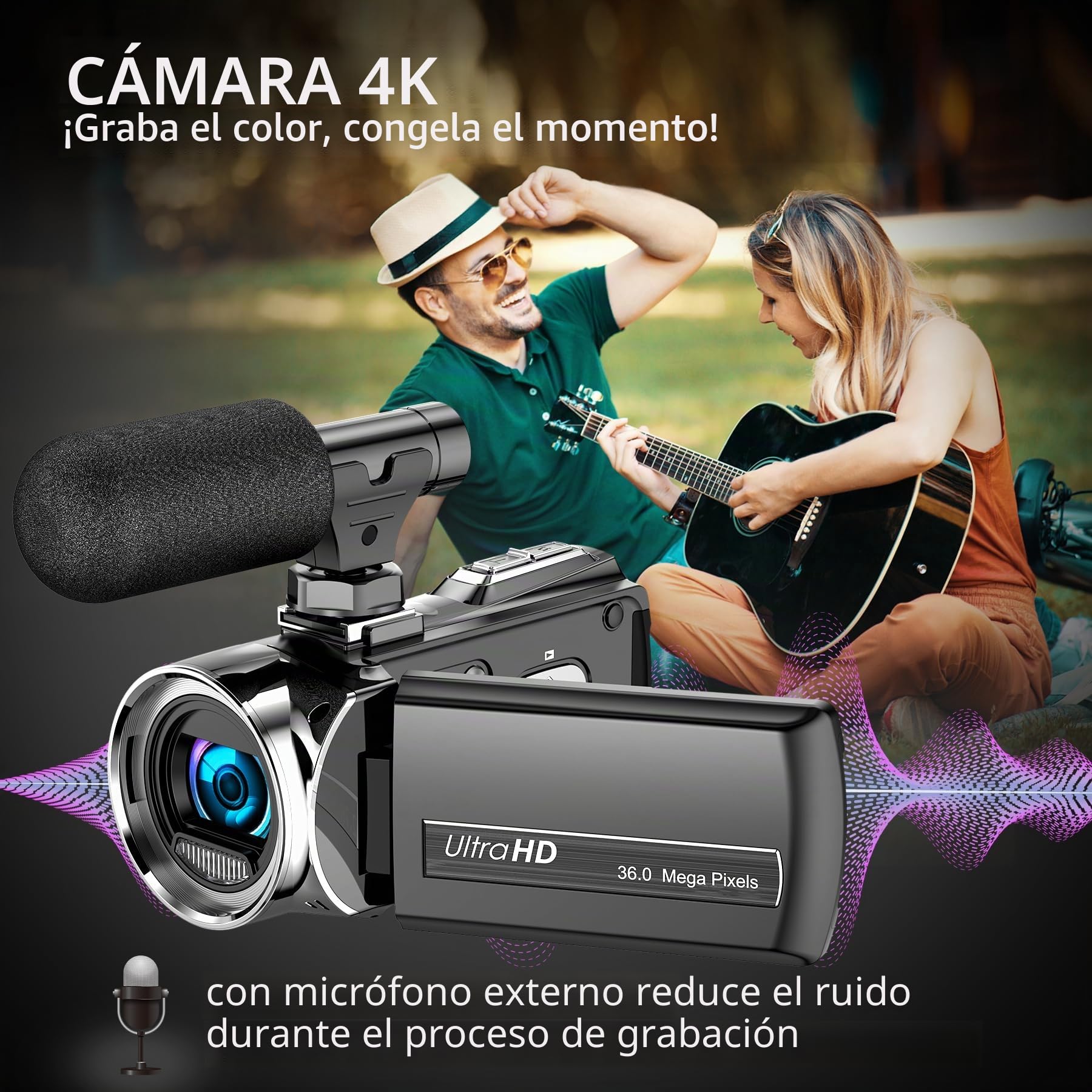 Cámara de vídeo de 4K, 36 MP, para cámara Digital Youtube 30 FPS de 3,0 Pulgadas, 270°, con Zoom Digital, trípode,32G SD & Baterías