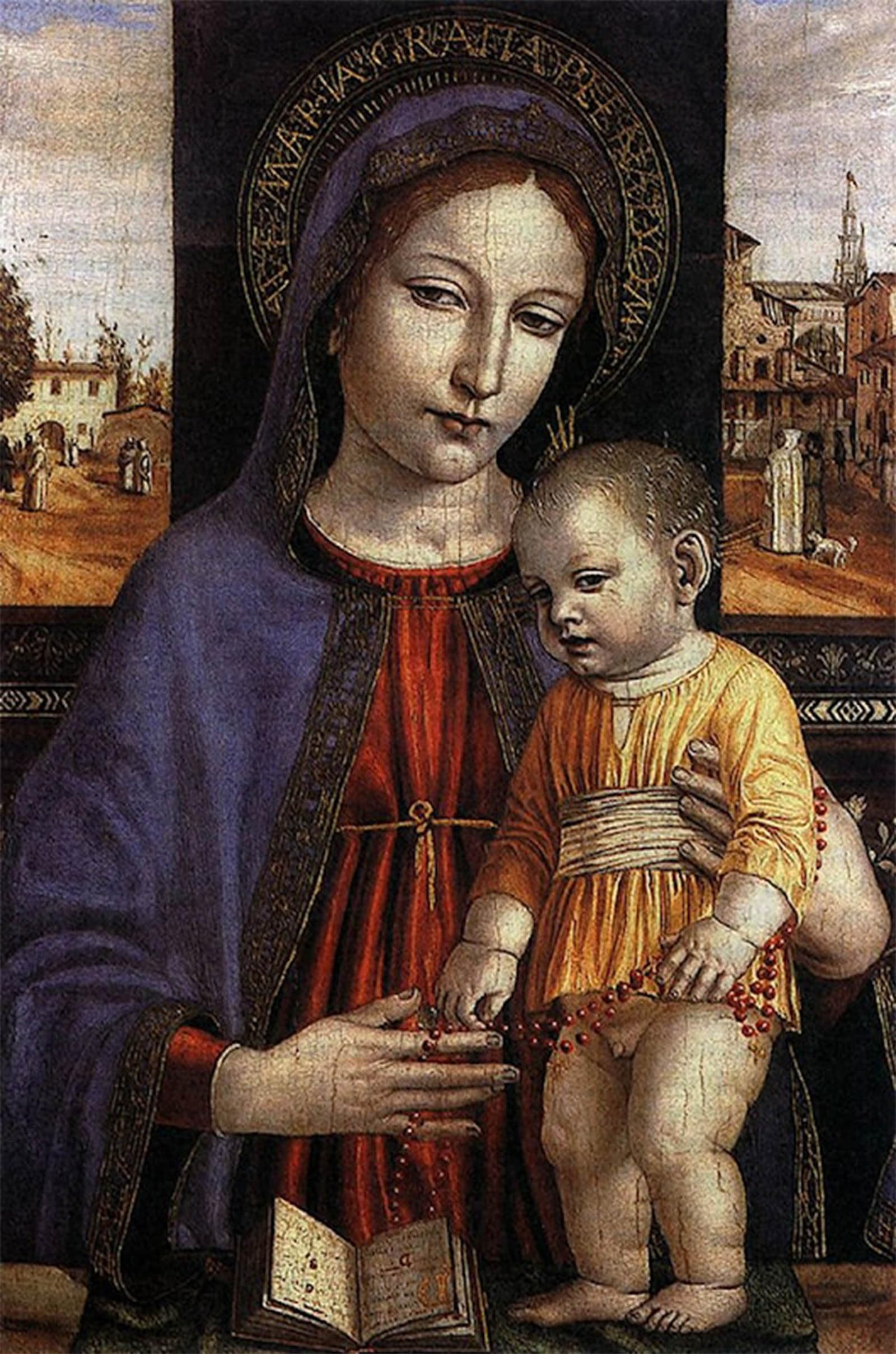 SERENDIPITP Abstract Painting Mural Print Picture Wall Decor Painting Virgin and Child by Ambrogio Borgognone Vintage Wall Artwork for Home Decor 60x90cm