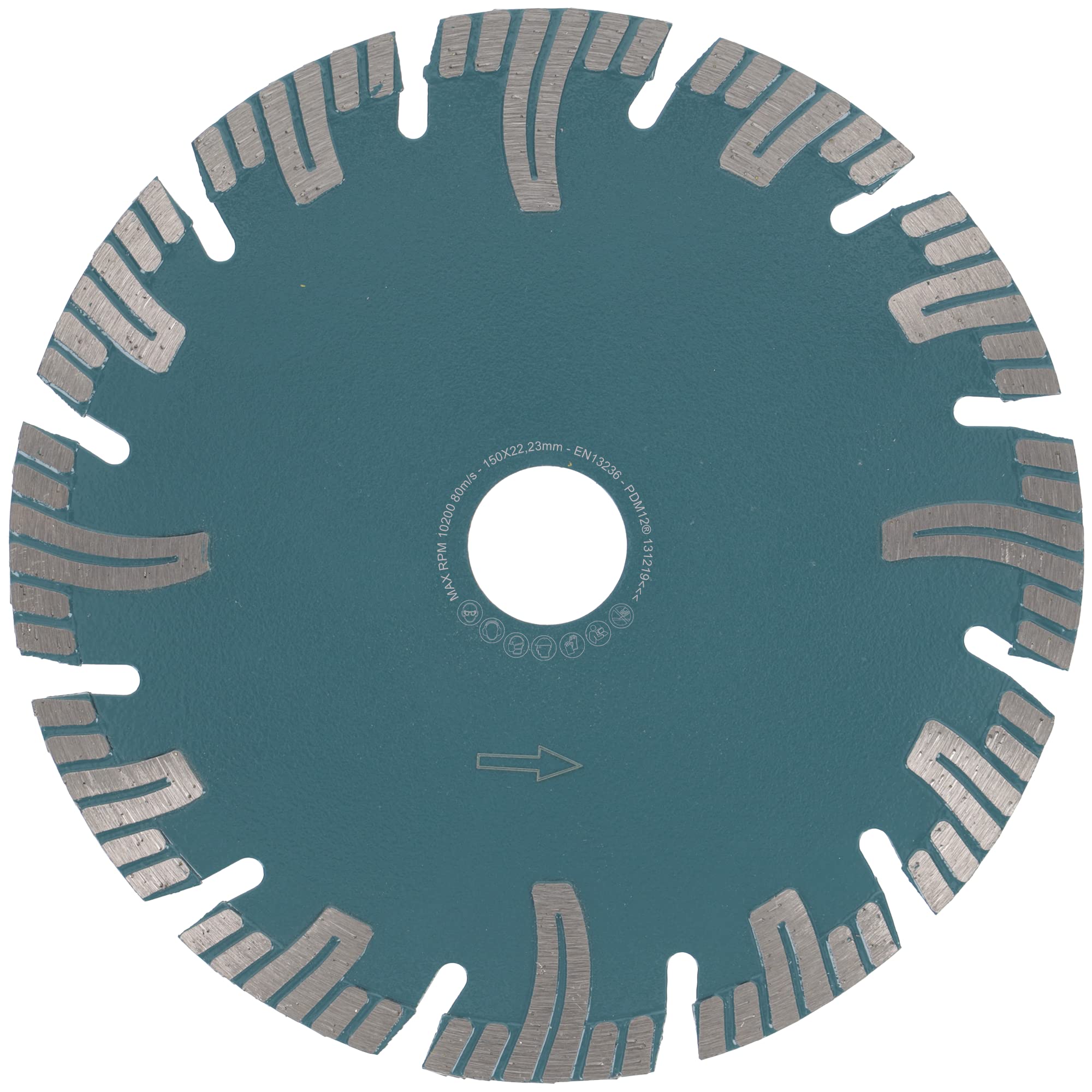 PRODIAMANT Disco de corte de diamante profesional Super Speed Cut paquete doble 150 mm x 22,2 mm con segmentos de protección para cortadoras de pared