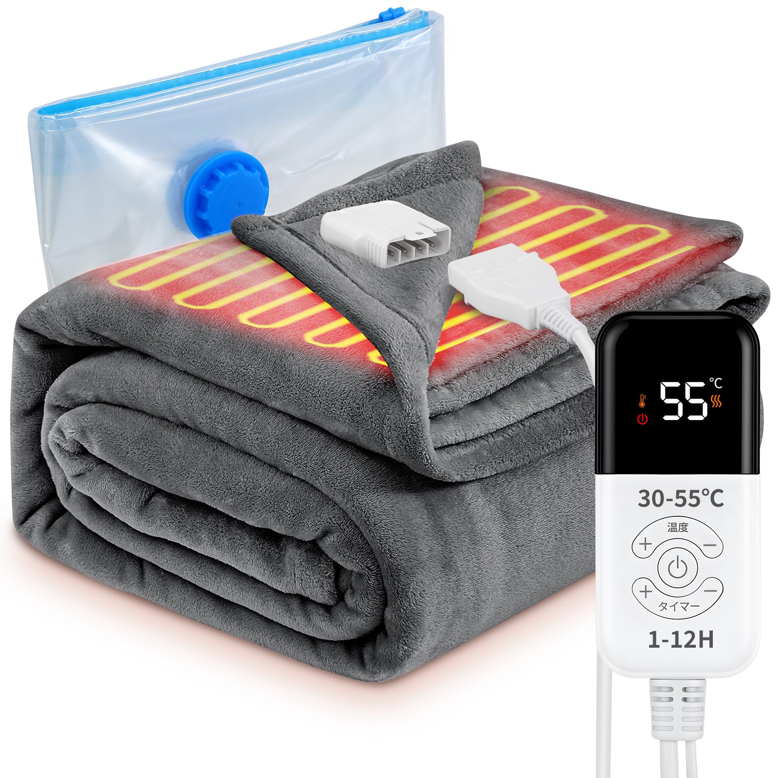 Amazon.co.jp : 電気毛布 敷き 掛け 掛け敷き兼用 180×130cm ダブル