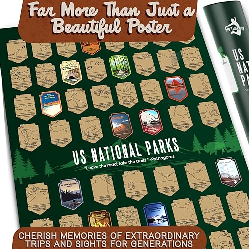 Miniatura 6 de Póster original para raspar los parques nacionales de Estados Unidos con herramienta de rascar, paquete de tubo a prueba de daños listo para regalo