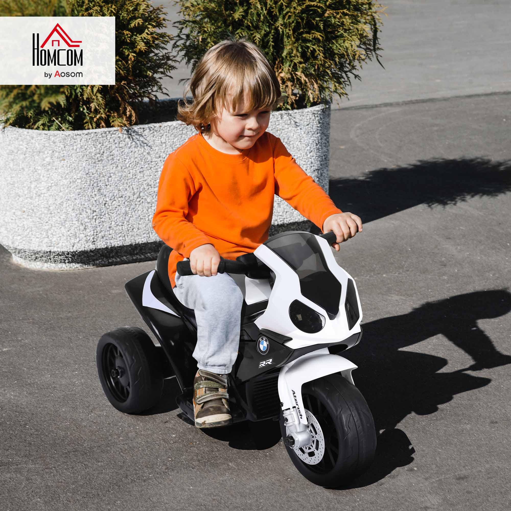 HOMCOM Elektro Kindermotorrad BMW S1000RR Elektromotorrad mit Musik, Scheinwerfer, Kinder Elektro Motorrad für Kinder von 18-36 Monaten Schwarz