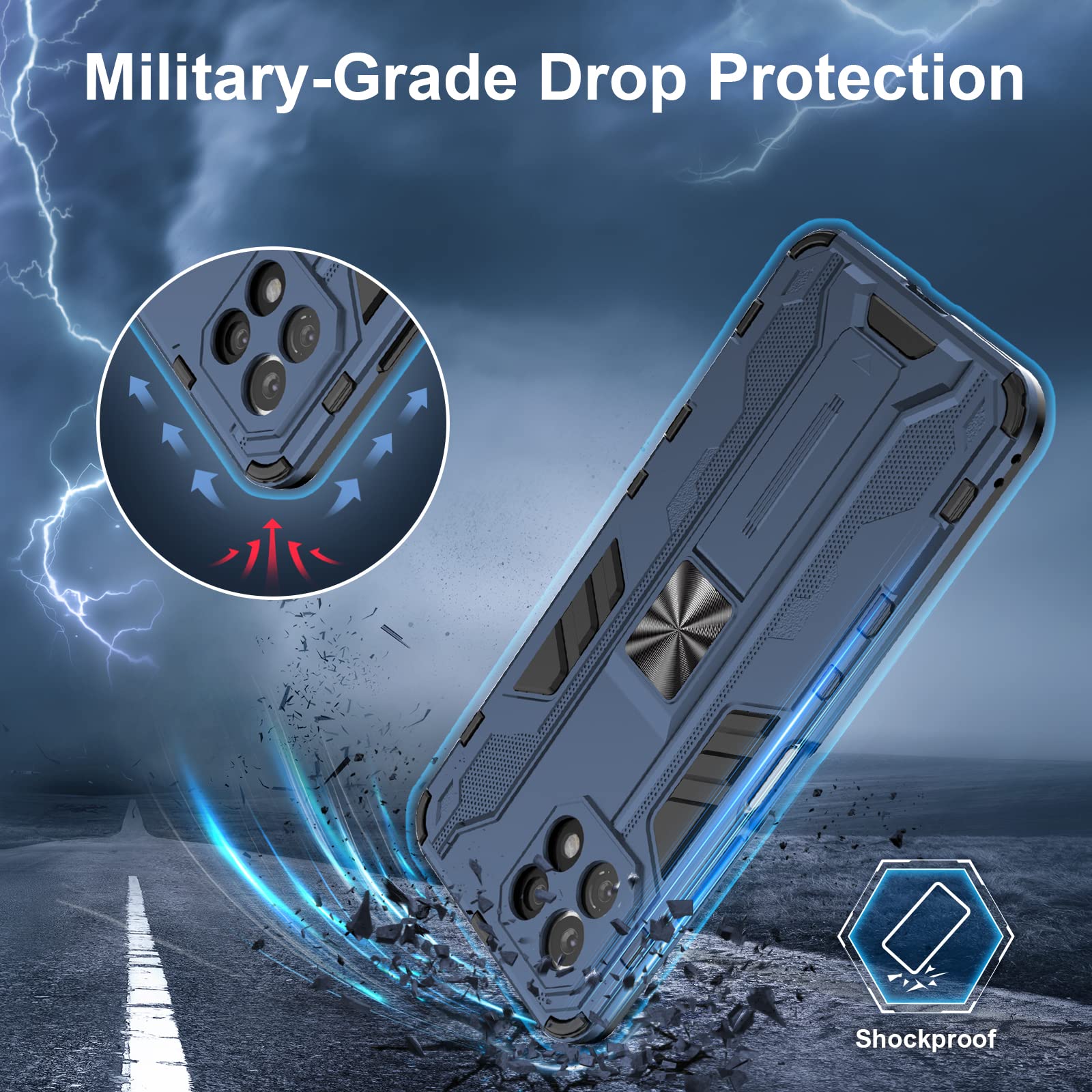 Funda para Xiaomi Redmi Note 15 Pro 5G, Carcasa Antigolpes con Soporte anular metálico, Case Protectora de Grado Militar, Azul — view 113