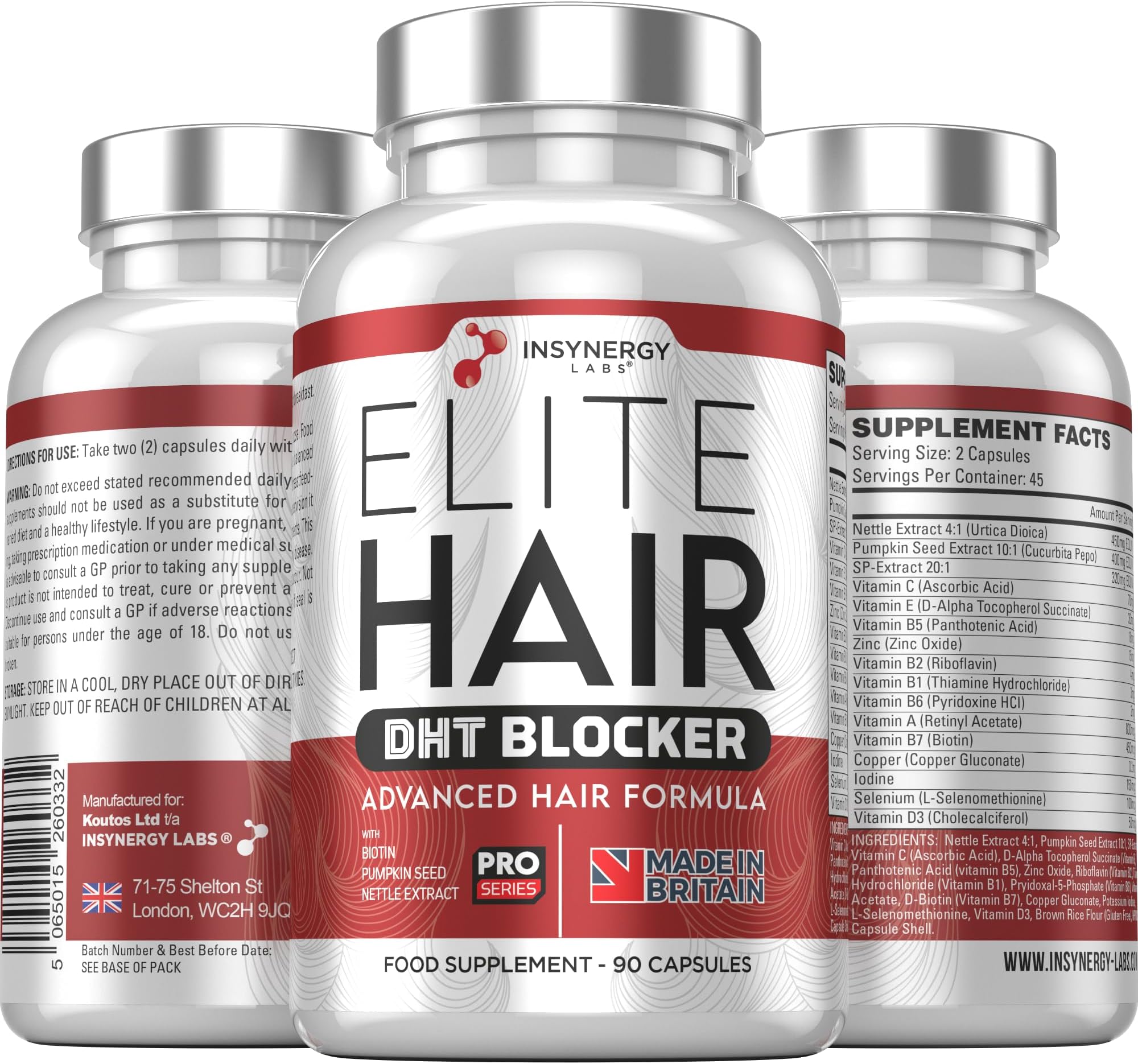 DHT Blocker Elite Hair, Hair Growth Supplement | #1 Advanced Hair Supplements for Women & Men | DHT Blocker Tablets Hair Growth Vitamins | 90 Capsules 16 Ingredients in 1