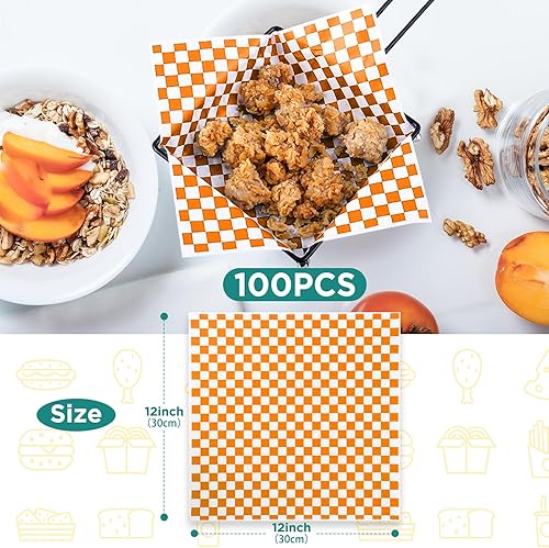 Miniatura 2 de Hojas de papel encerado para galletas de San Valentín de 12 x 12 pulgadas, 100 forros para cestas de alimentos para sándwiches, hamburguesas 2026,