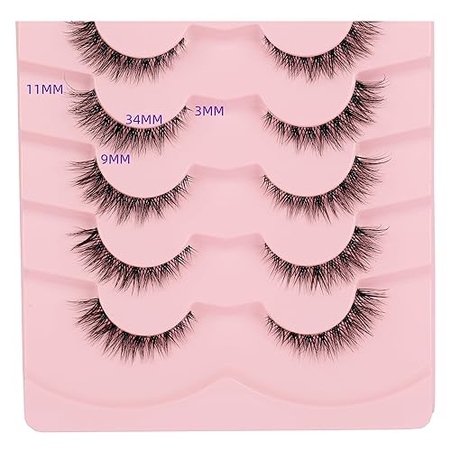 Miniatura 9 de Gmagictobo - Paquete de pestañas postizas cortas y naturales, pestañas finas, volumen ligero, banda transparente, suaves, paquete múltiple de 7 pares