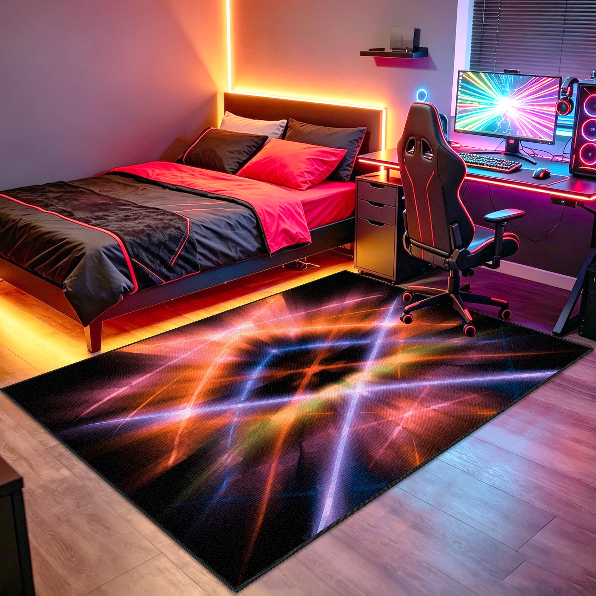 Dywan do sypialni Gaming Mata do gier na krzesło komputerowe 160 x 190 cm Antypoślizgowy dywan krzesło do gier na salę zabaw Dywan do salonu dla graczy Chłopiec