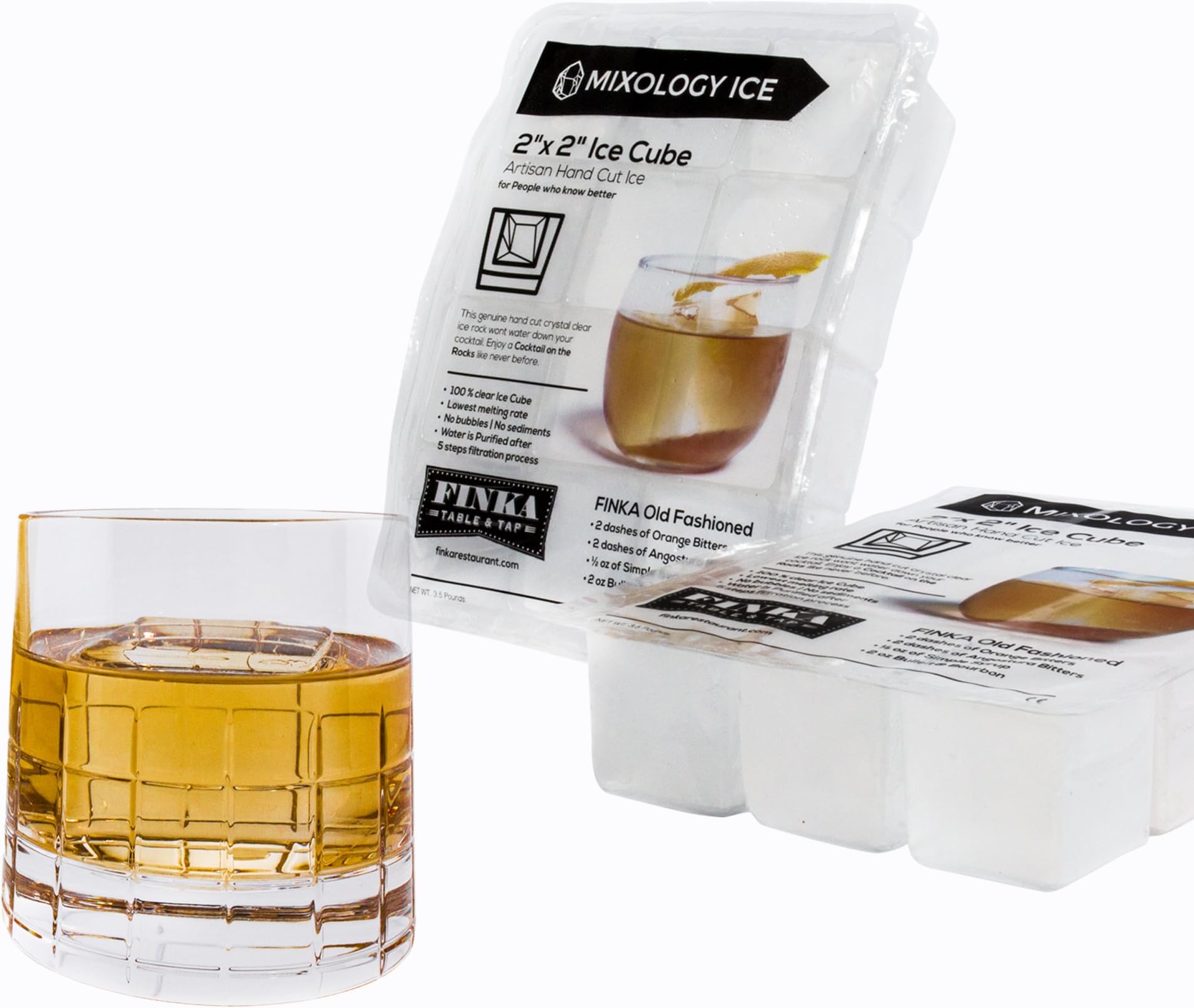 Crystal Clear Artisanal Ice Cubes Dozen for Cocktails