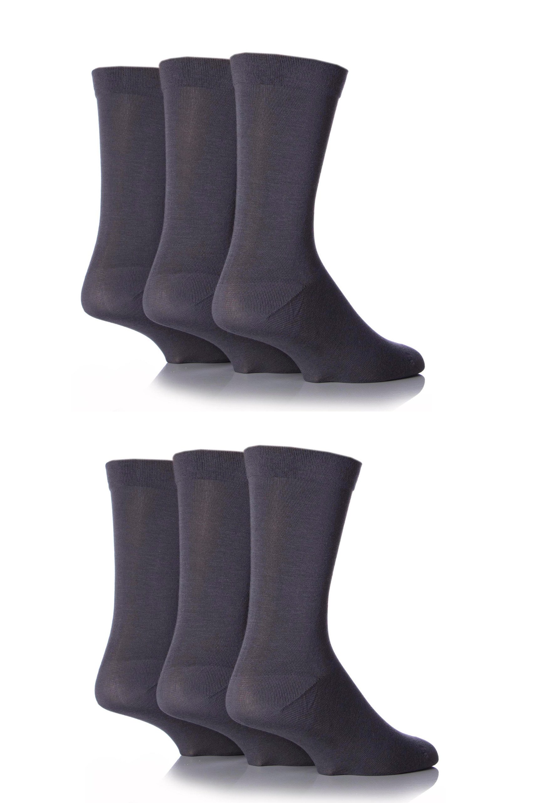 SockShop Ladies 6 Pair Socks - Soft, Breathable & Cooling Bamboo Socks with a Gentle Comfort Cuff in Plains and Stripes, Bright and Colourful Multipack Grey 4-8