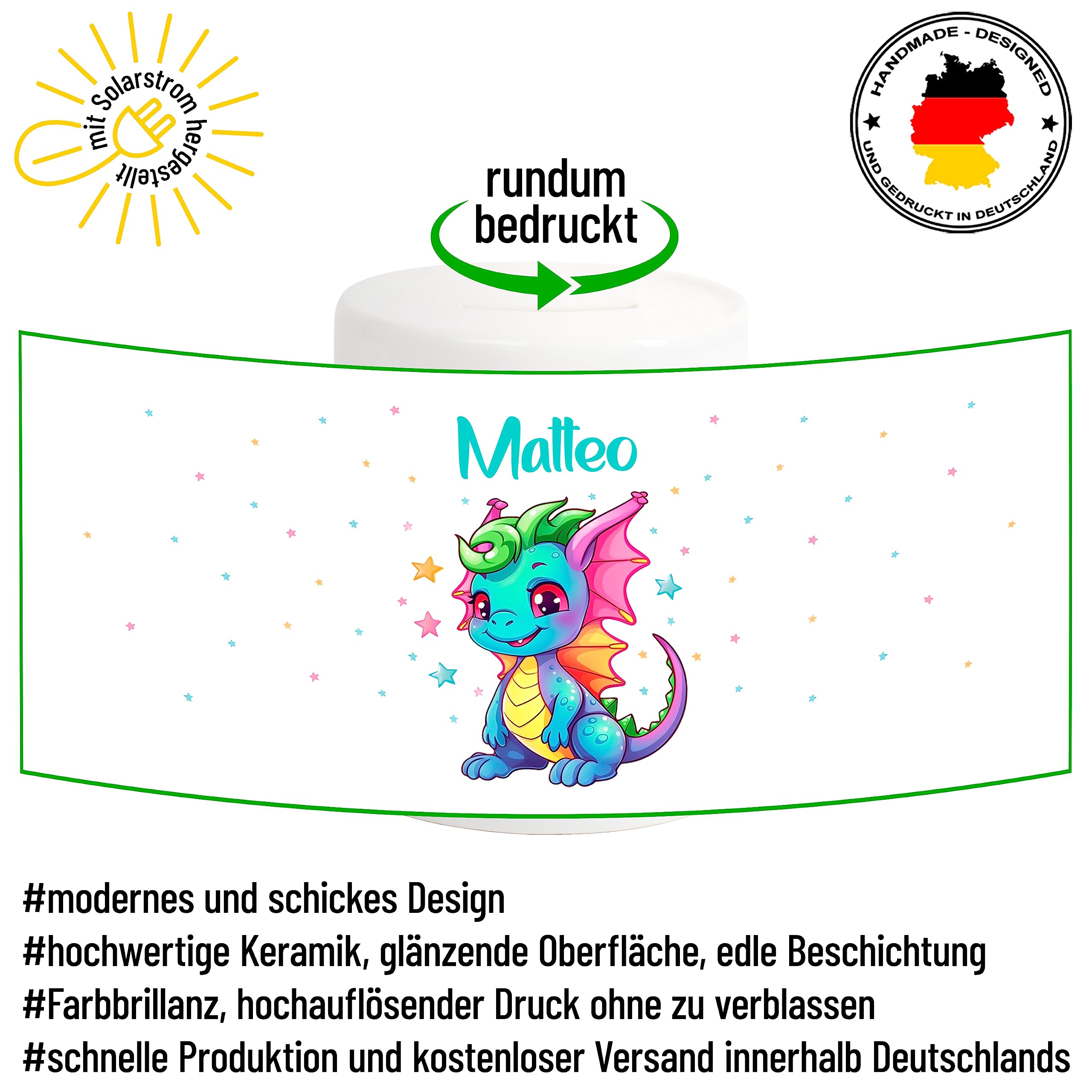 Personalisiertes Sparschwein Mit Namen - Keramik-Spardose Mit Tier-Motiv Für Kinder